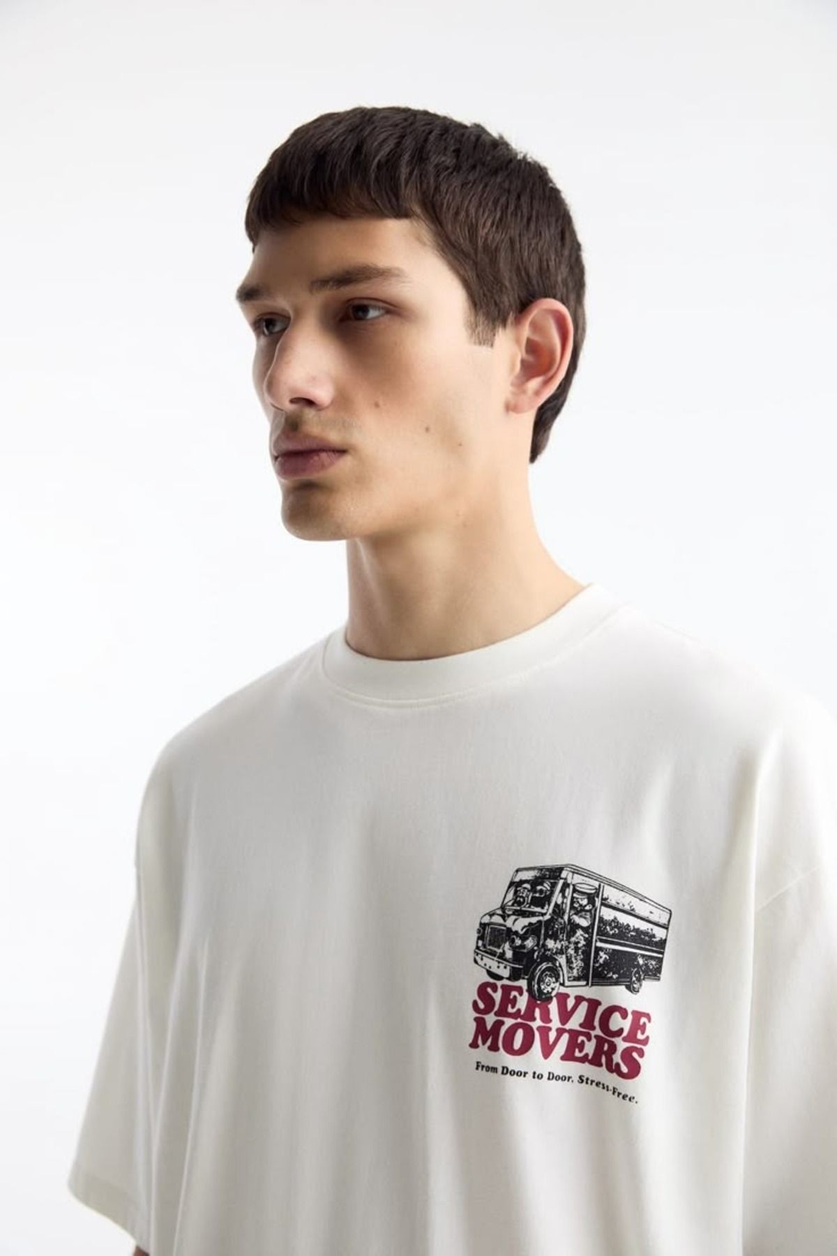 JANSO GROUP -Erkek PAMUKLU BASKLI SERVICE MOVERS TSHIRT OVERSİZE BÜYÜK BEDEN