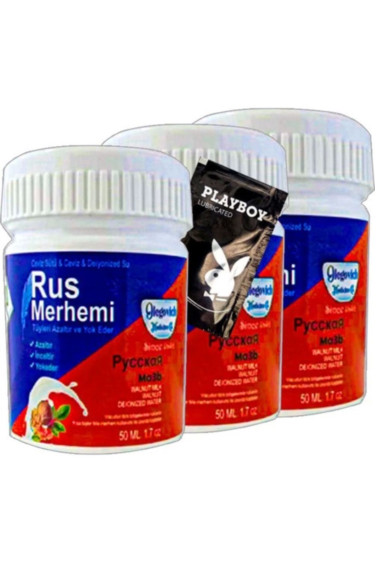 hayalimsah Playboy Blue Tüy Dökücü Krem Rus Merhemi 3'lü x 50 ml + Yanında Jel - 000031KI