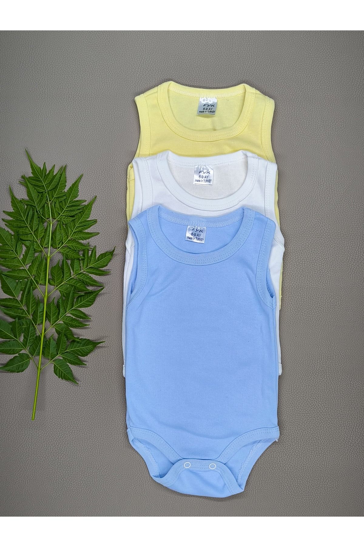vieso 3lü Pamuklu Bebek Body Çıtçıtlı Atlet badi
