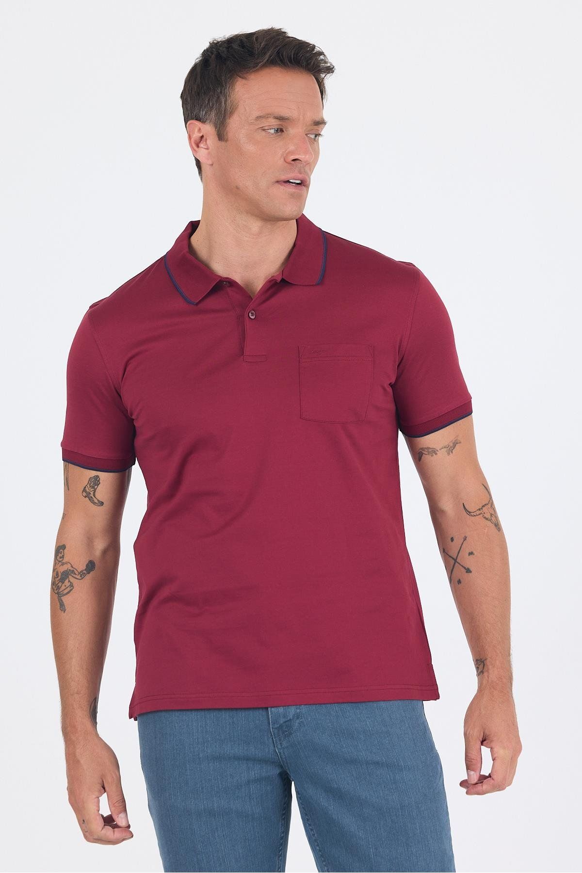 İmza Kısa Kol Düz Suprem Polo Yaka Cepli %100 Pamuk Comfort Fit Tişört 1011250189