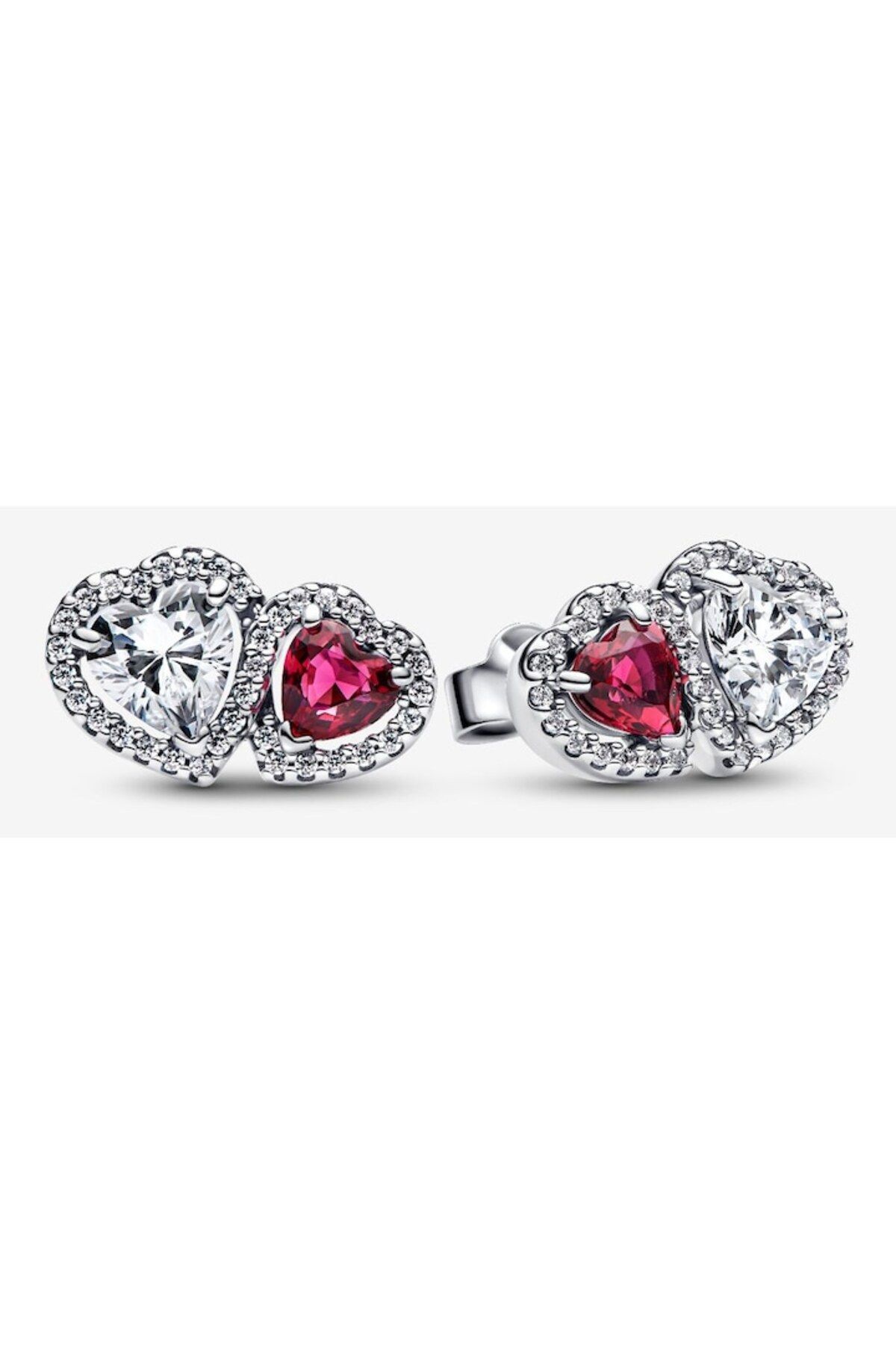 Pandora-Pandora Earrings with Two Hearts Halo Crystal and Zirconia 925 Silver 2