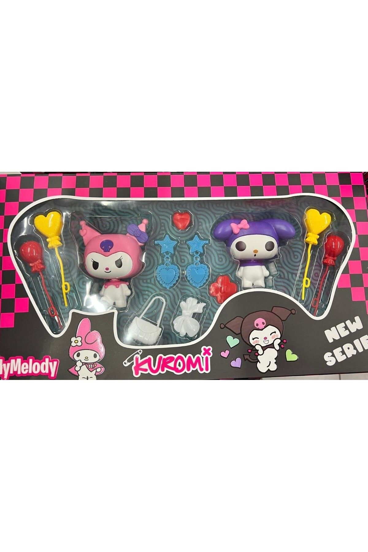 egemen oyuncak Kuromi Hello Kitty My Melody 2'li Aksesuarlı Oyuncak Figür Set
