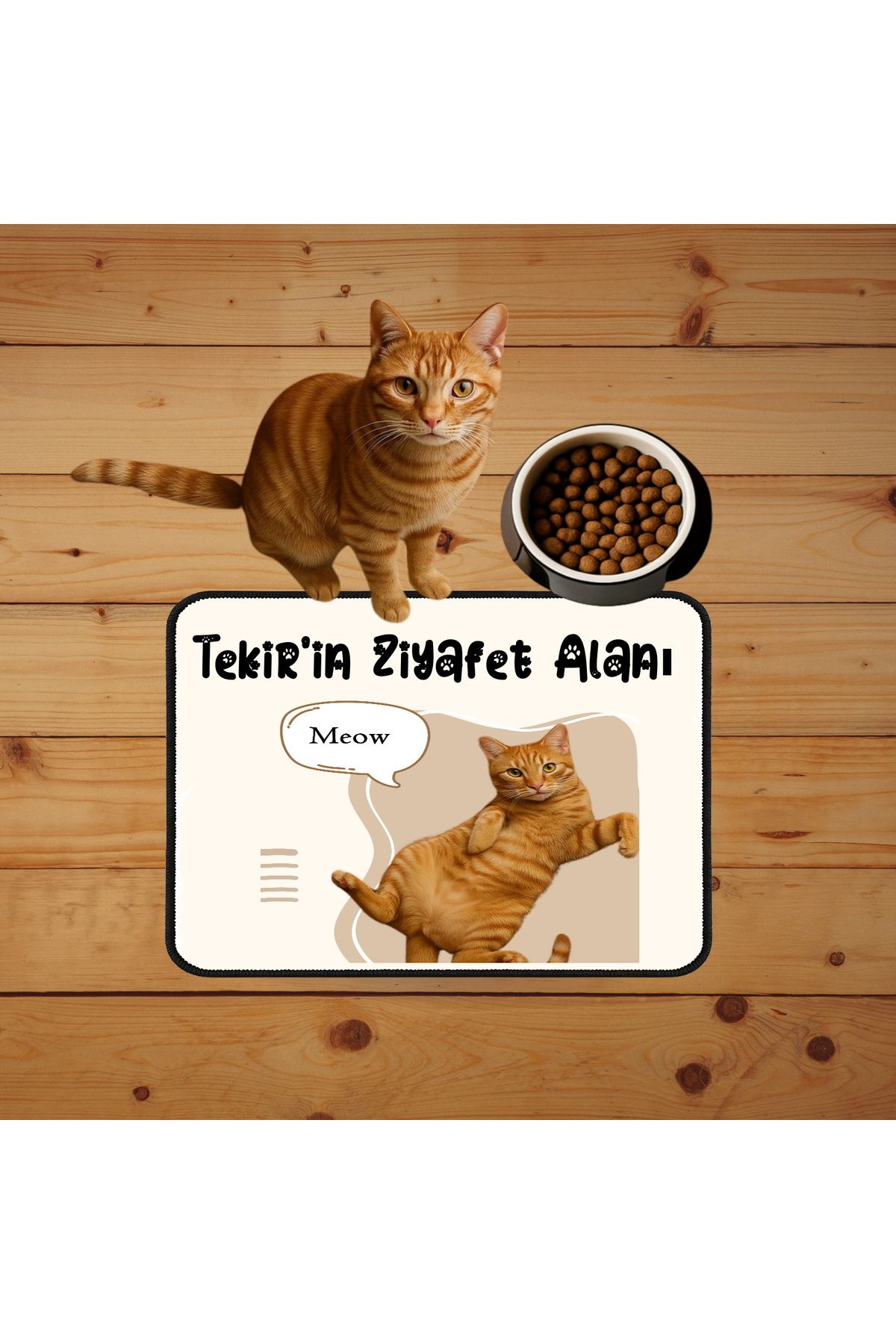 Hediye Deposu Fotoğraflı Ve İsimli Kedi Köpek Mama Paspası Ve Mama Önü Tuvalet Önü Paspas 40x60cm