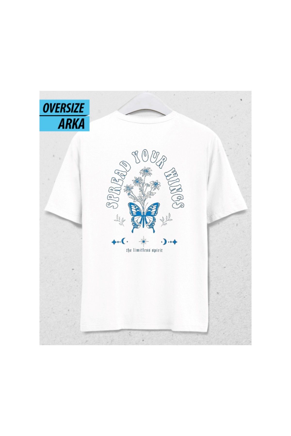 HENA DİZAYN Spread Your Wings – Oversize T-Shirt Beyaz