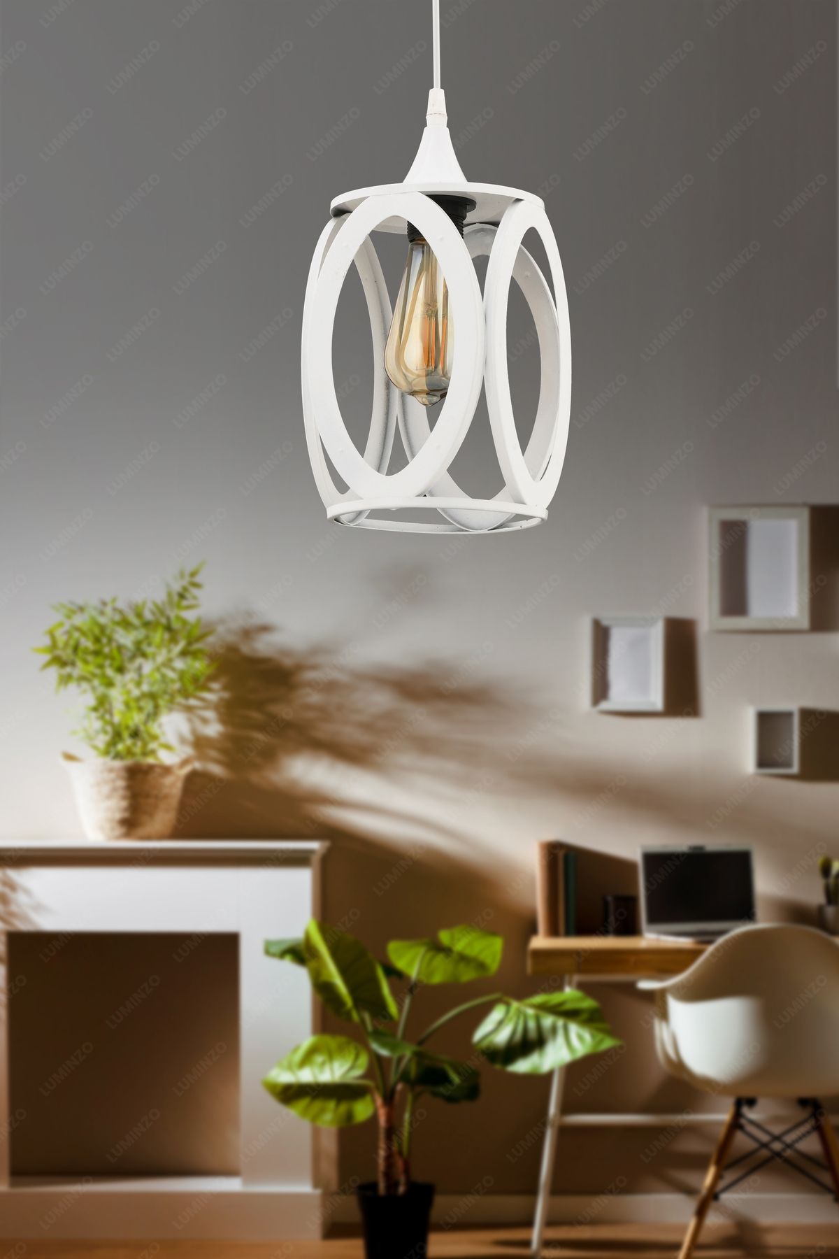 LUMINZO Vivo 16 cm Beyaz Modern Avize Sarkıt Salon Mutfak Kuaför Cafe Lamba Dekoratif Aydınlatma
