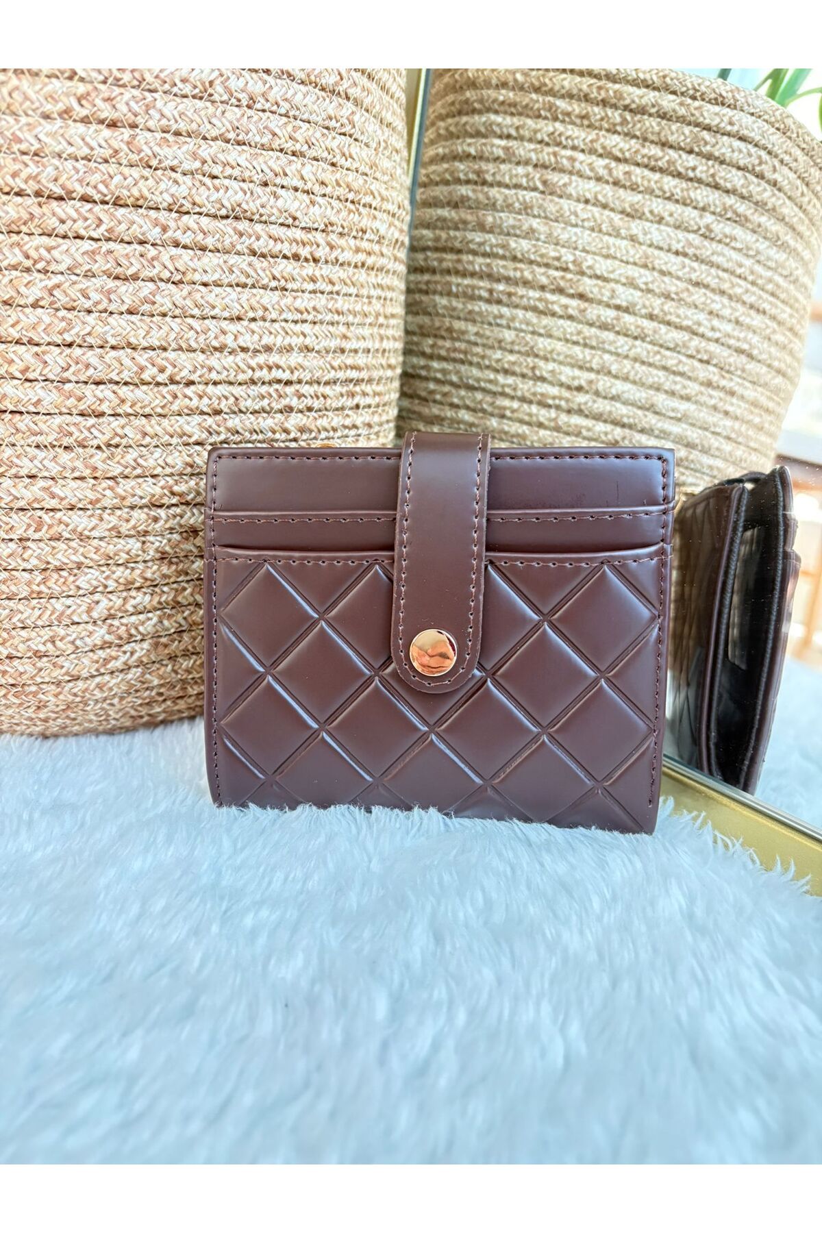 Z&M COLLECTION BAG SHOPPİNG Kapitone Detaylı Orta Boy Çıtçıt Kapamalı Fermuar(Bozuk Para) Bölmeli Cüzdan