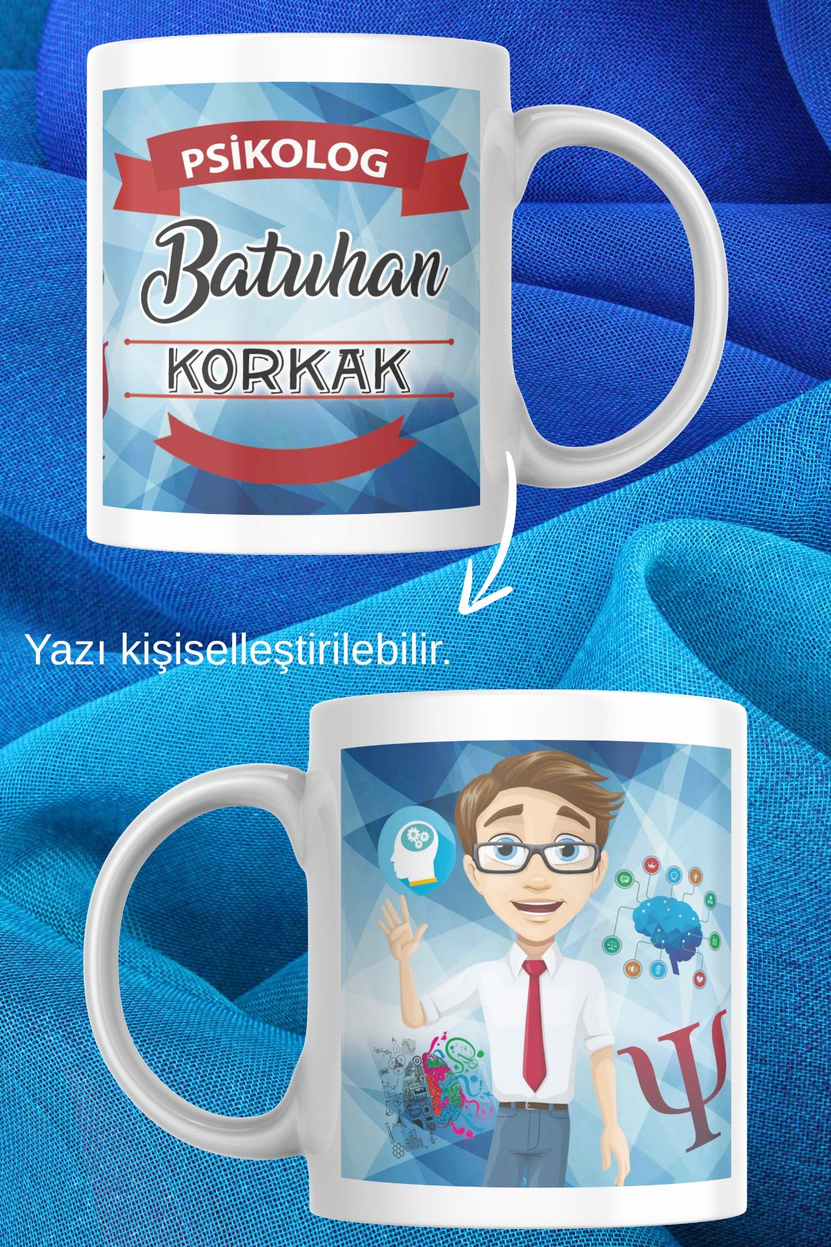 zerhome Erkek Psikolog Temalı Beyaz Porselen Kupa Bardak