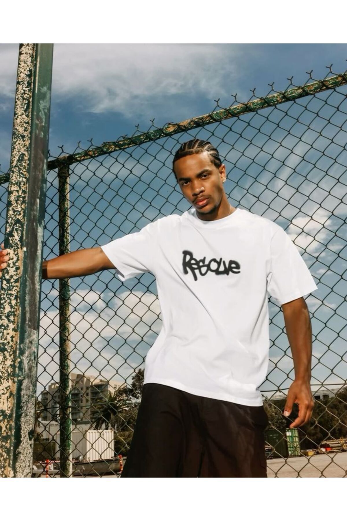 JANSO GROUP -Erkek PAMUKLU BASKLI Rescue TSHIRT OVERSİZE BÜYÜK BEDEN