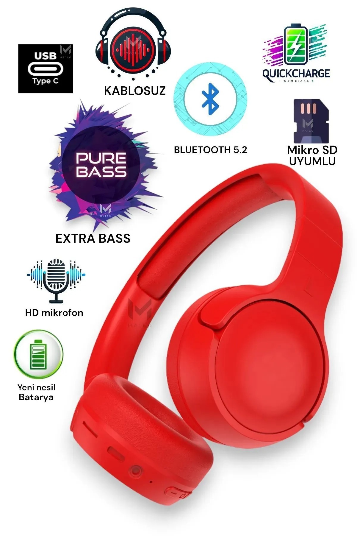 Red Tune MSL 510 Red Bluetooth Wireless Headset