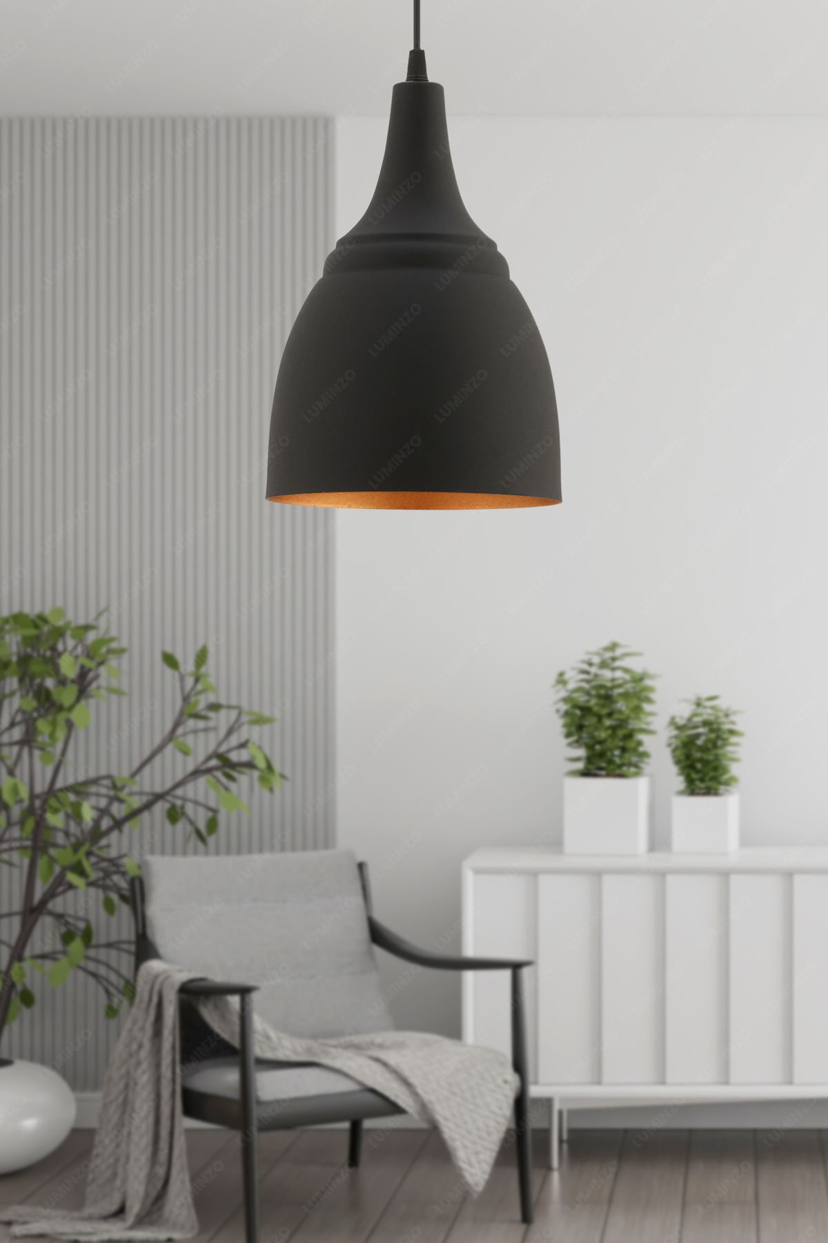 LUMINZO Soma 20 cm Siyah Modern Avize Sarkıt Salon Mutfak Kuaför Cafe Lamba Dekoratif Aydınlatma