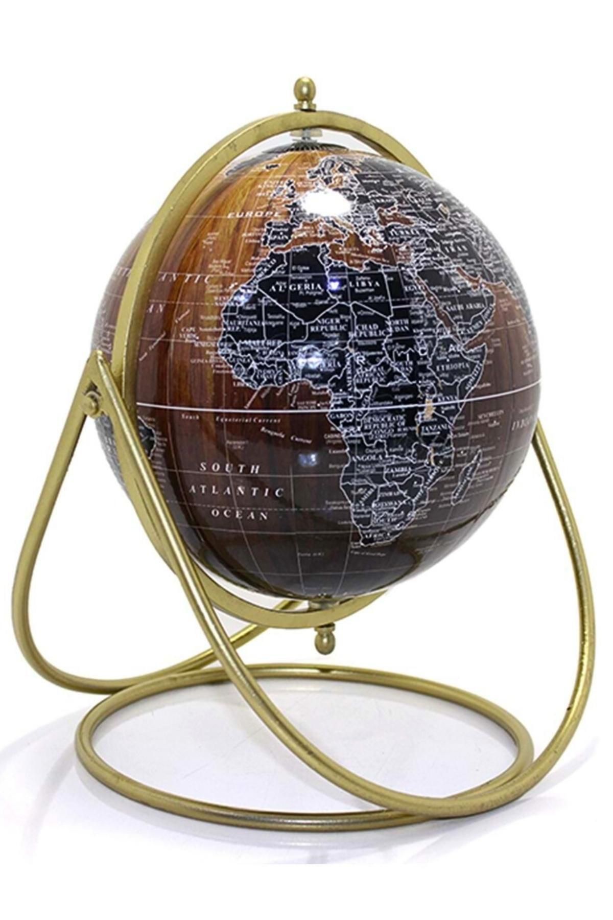 Dünyadan Hediyeler Ayaklı Dünya Küre Ev Ofis Masa Dekoru Döner Dünya Küre Kahve Modern Harita 27x30cm