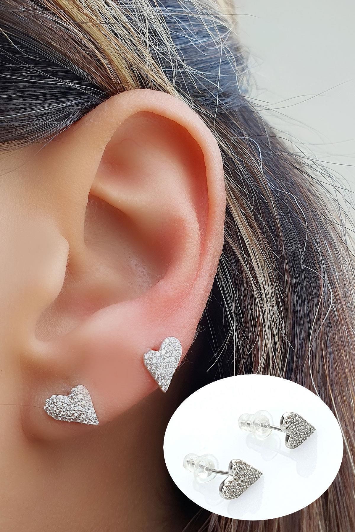 OSESHOP 925 ayar Gümüş Kalp Küpe