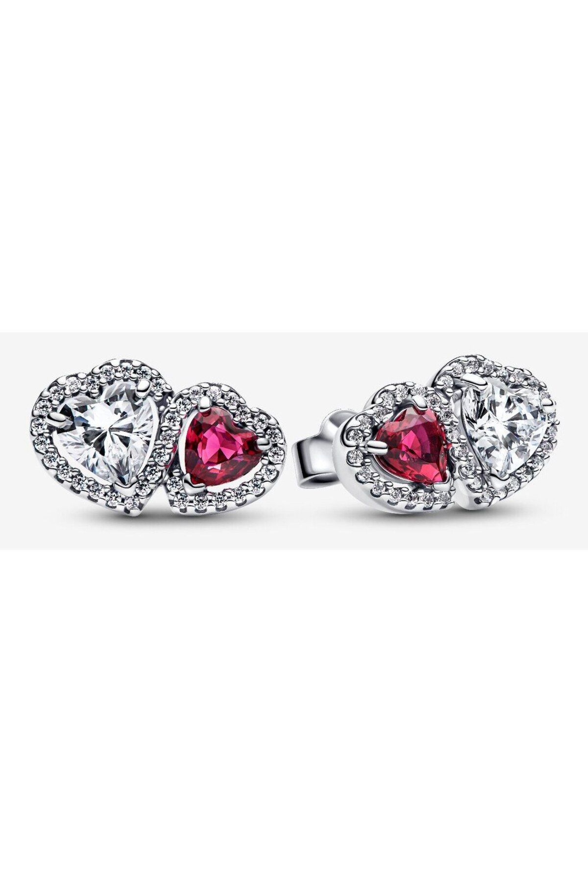 Pandora-Pandora Earrings with Two Hearts Halo Crystal and Zirconia 925 Silver 4