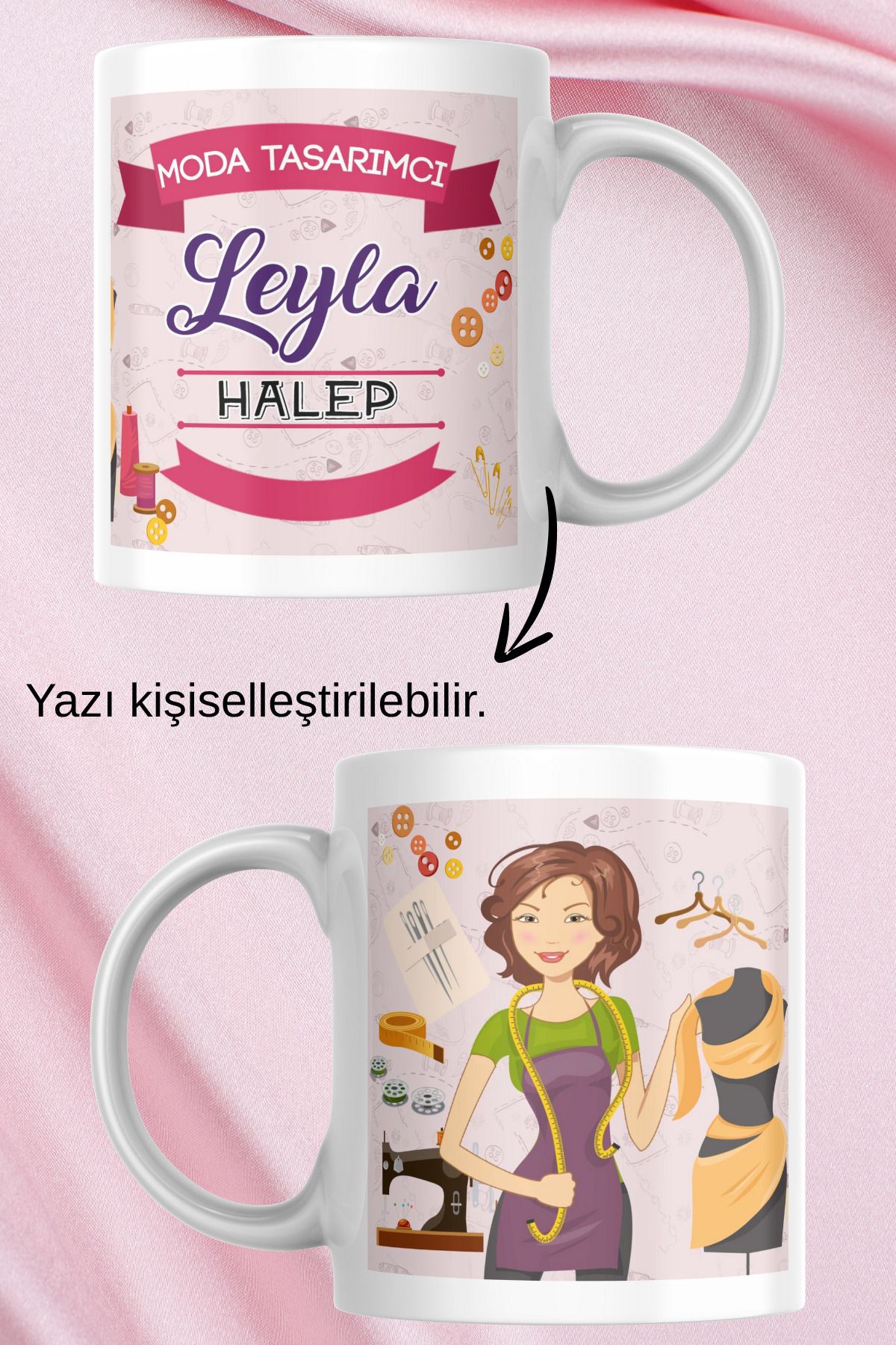zerhome Kadın Moda Tasarımcısı Temalı Porselen Kupa Bardak