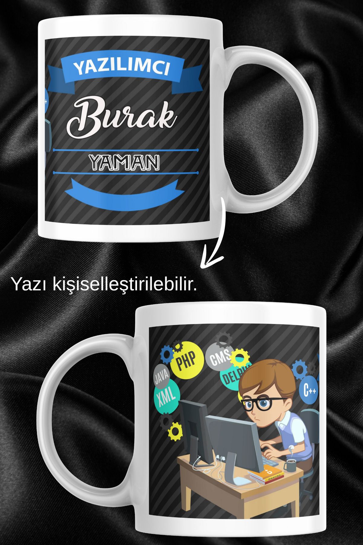 zerhome Erkek Yazılımcı Temalı Beyaz Porselen Kupa Bardak