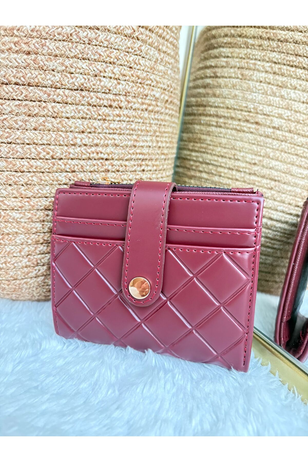 Z&M COLLECTION BAG SHOPPİNG Kapitone Detaylı Orta Boy Çıtçıt Kapamalı Fermuar(Bozuk Para) Bölmeli Cüzdan