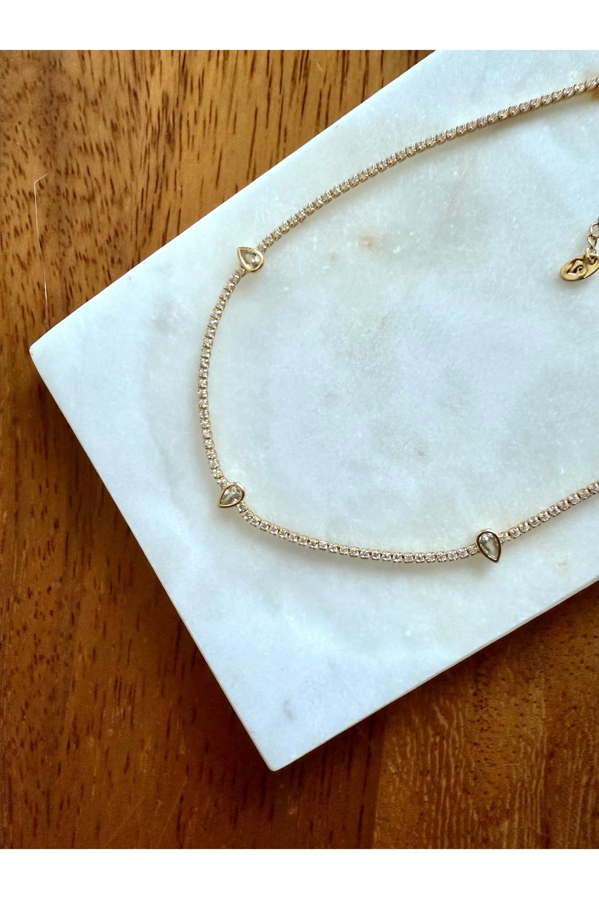 STOLIA Çelik Zirkon Taşlı Choker Kolye