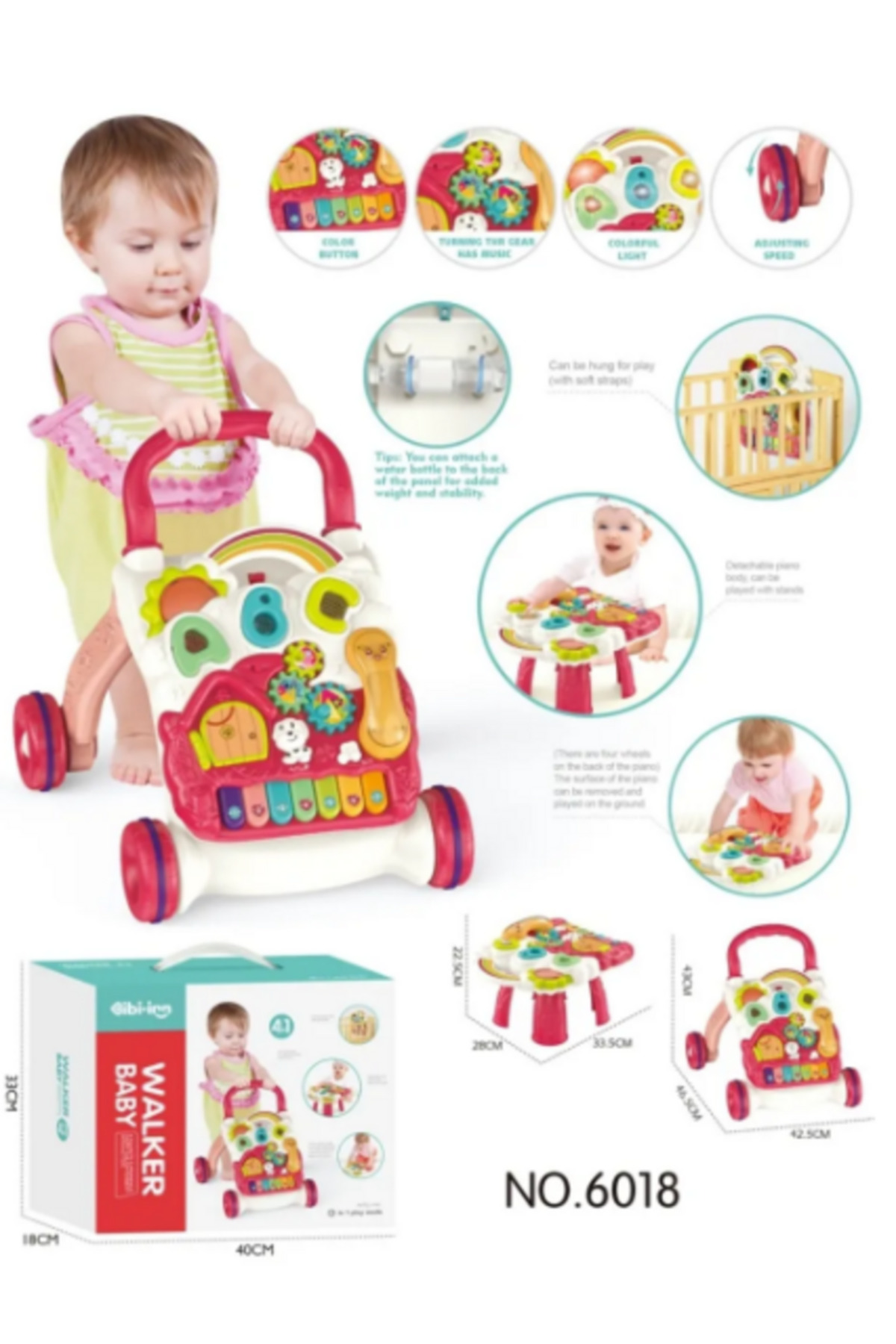 babydoor Toys Piyanolu 4in1 Bebek Yürüteci Eğitici Aktivite Oyun Masası Yürüteç fotoğrafı 6 (önizleme)