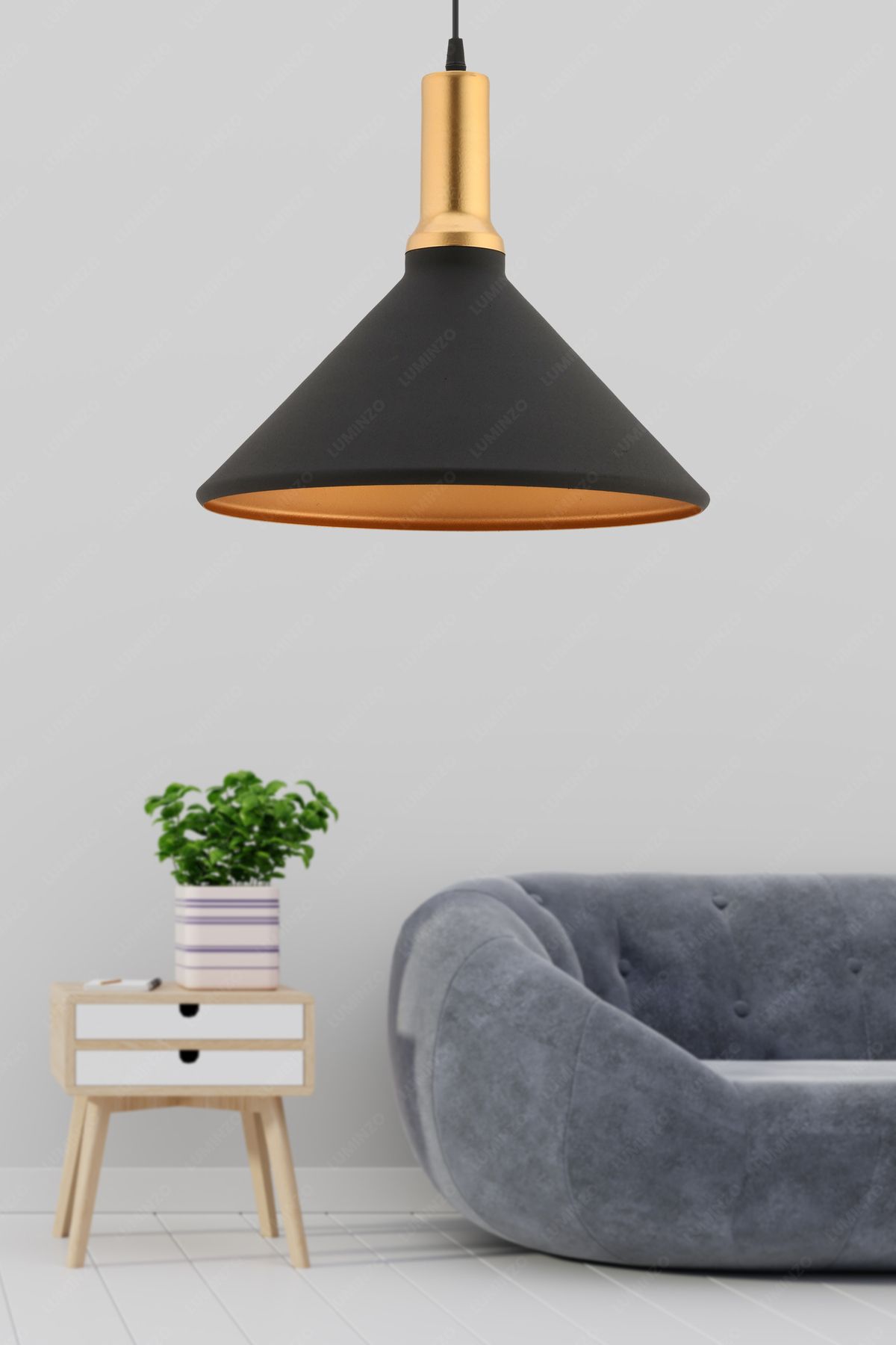 LUMINZO Luzor 20 cm Siyah Modern Avize Sarkıt Salon Mutfak Kuaför Cafe Lamba Dekoratif Aydınlatma