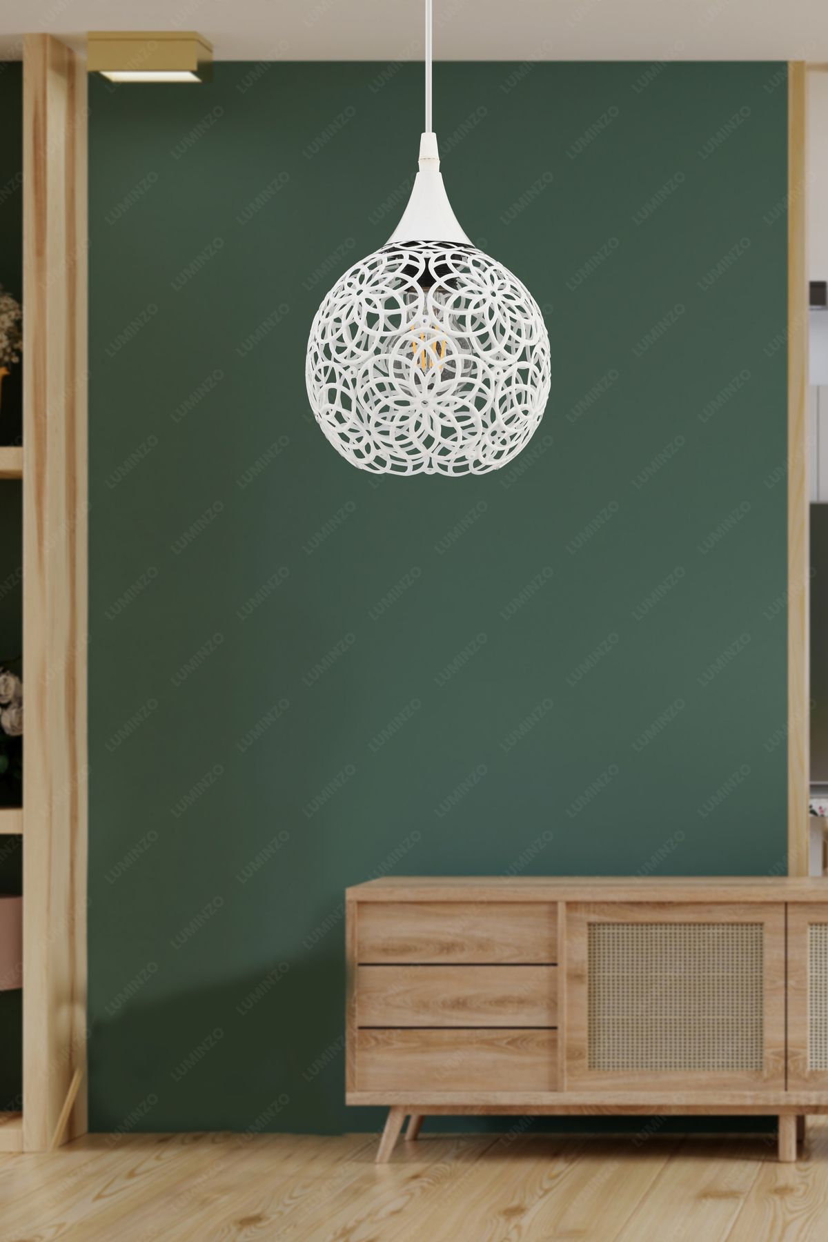 LUMINZO Lino 16 cm Beyaz Modern Avize Sarkıt Salon Mutfak Kuaför Cafe Lamba Dekoratif Aydınlatma