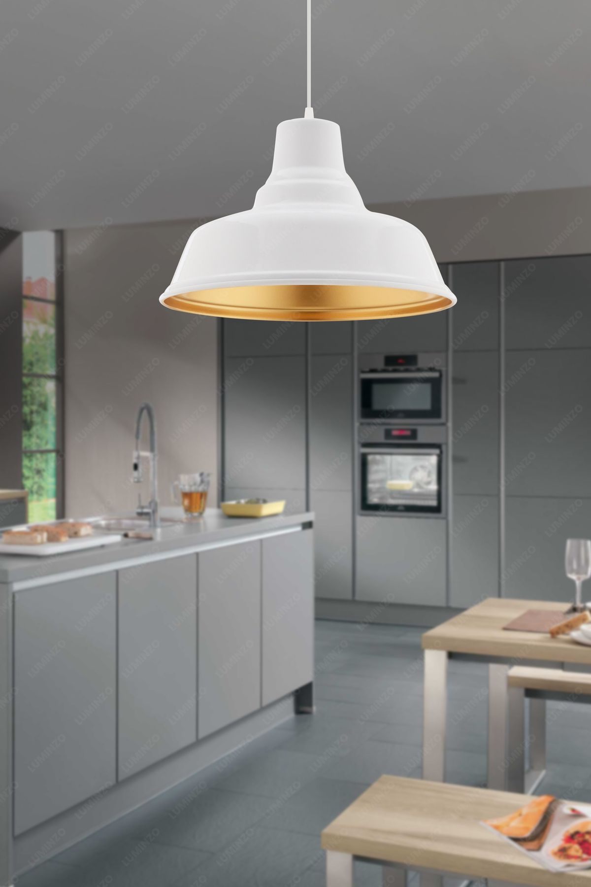 LUMINZO Luma 24 cm Beyaz Modern Avize Sarkıt Salon Mutfak Kuaför Cafe Lamba Dekoratif Aydınlatma