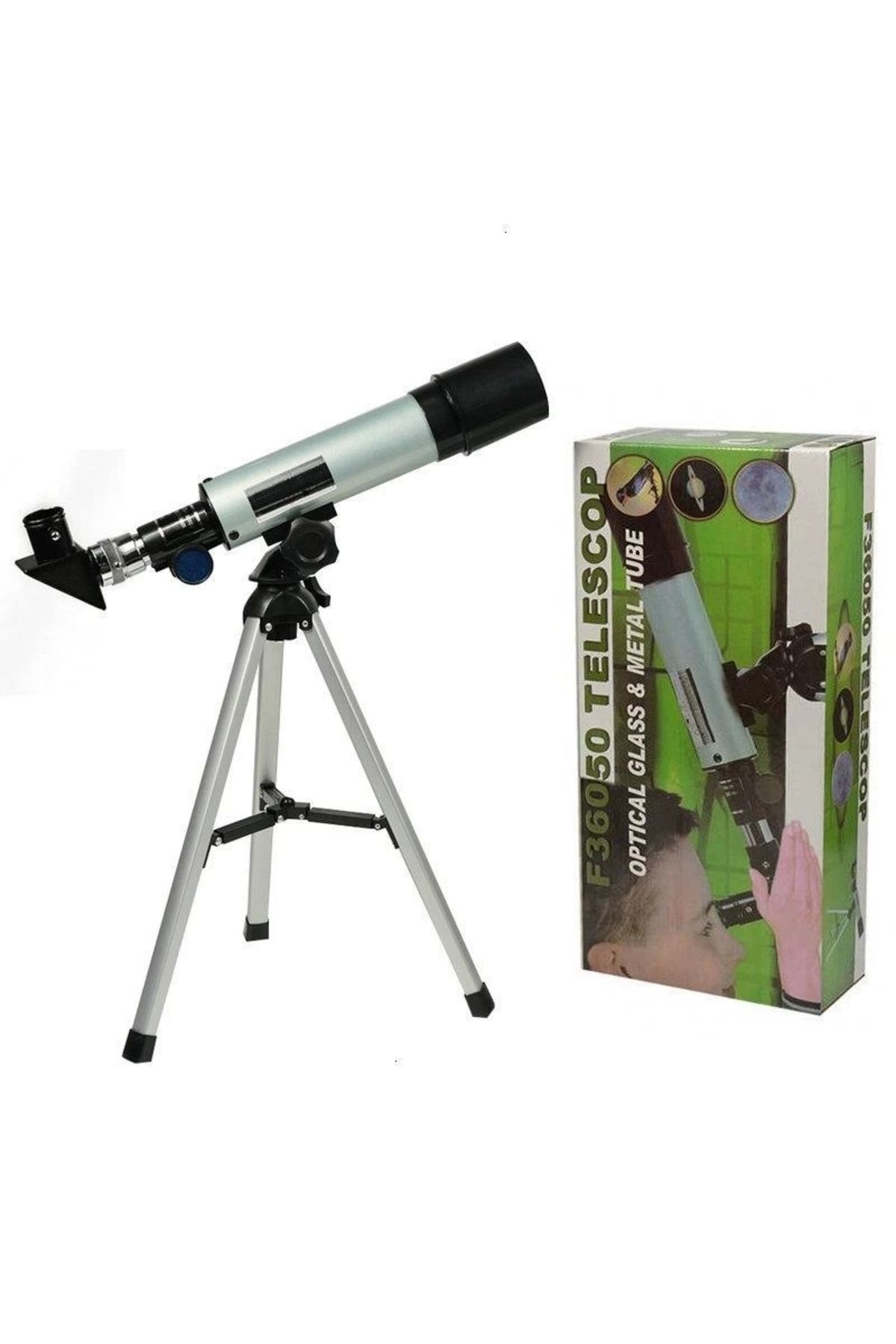 shop 50x360 Mini Teleskop Kara Uzay Teleskobu Aliminyum Gövde Tripodlu