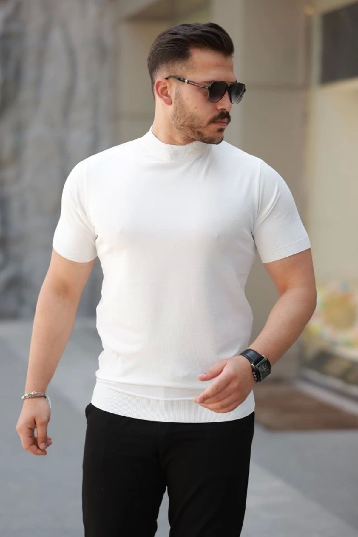 Butik Erkek Yarım Balıkçı Yaka Kısa Kollu Tişört