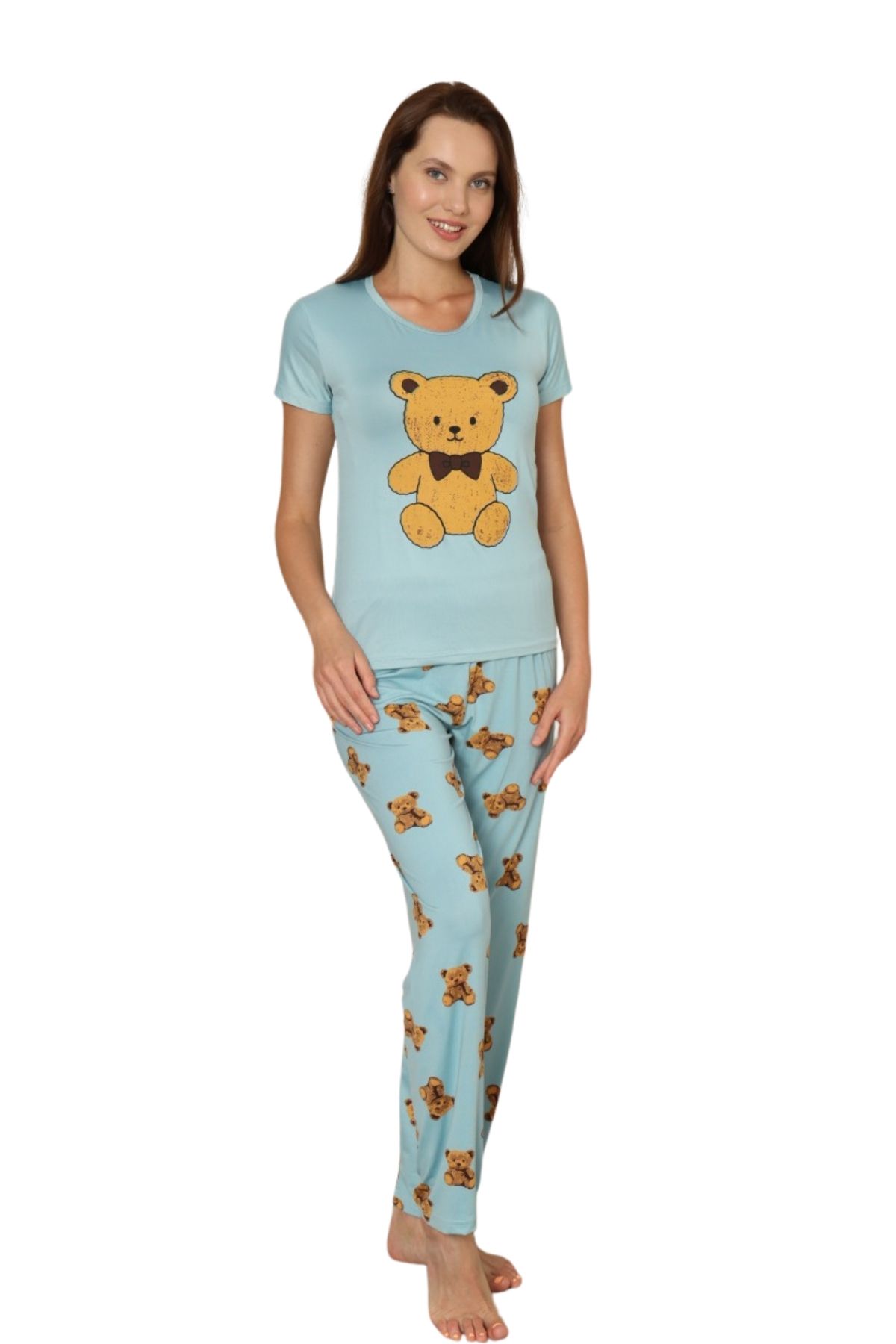 Farya Home-Set pijamale cu mânecă scurtă cu model din lycra din bambus Dreamy Milan 4