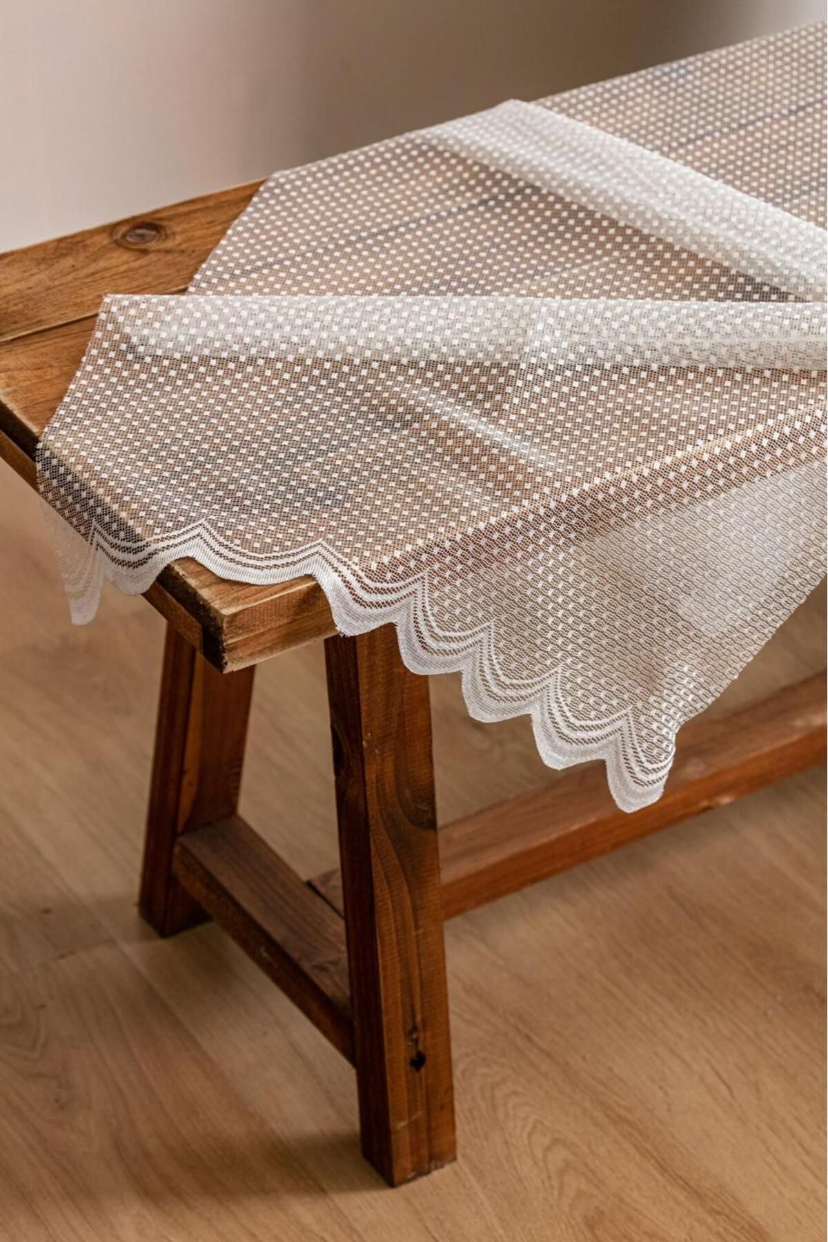 LUNETT HOME KULLANIMA HAZIR GAMZE DESEN KREM RENK SIK (1X3) PİLELİ DİKİM TÜL PERDE