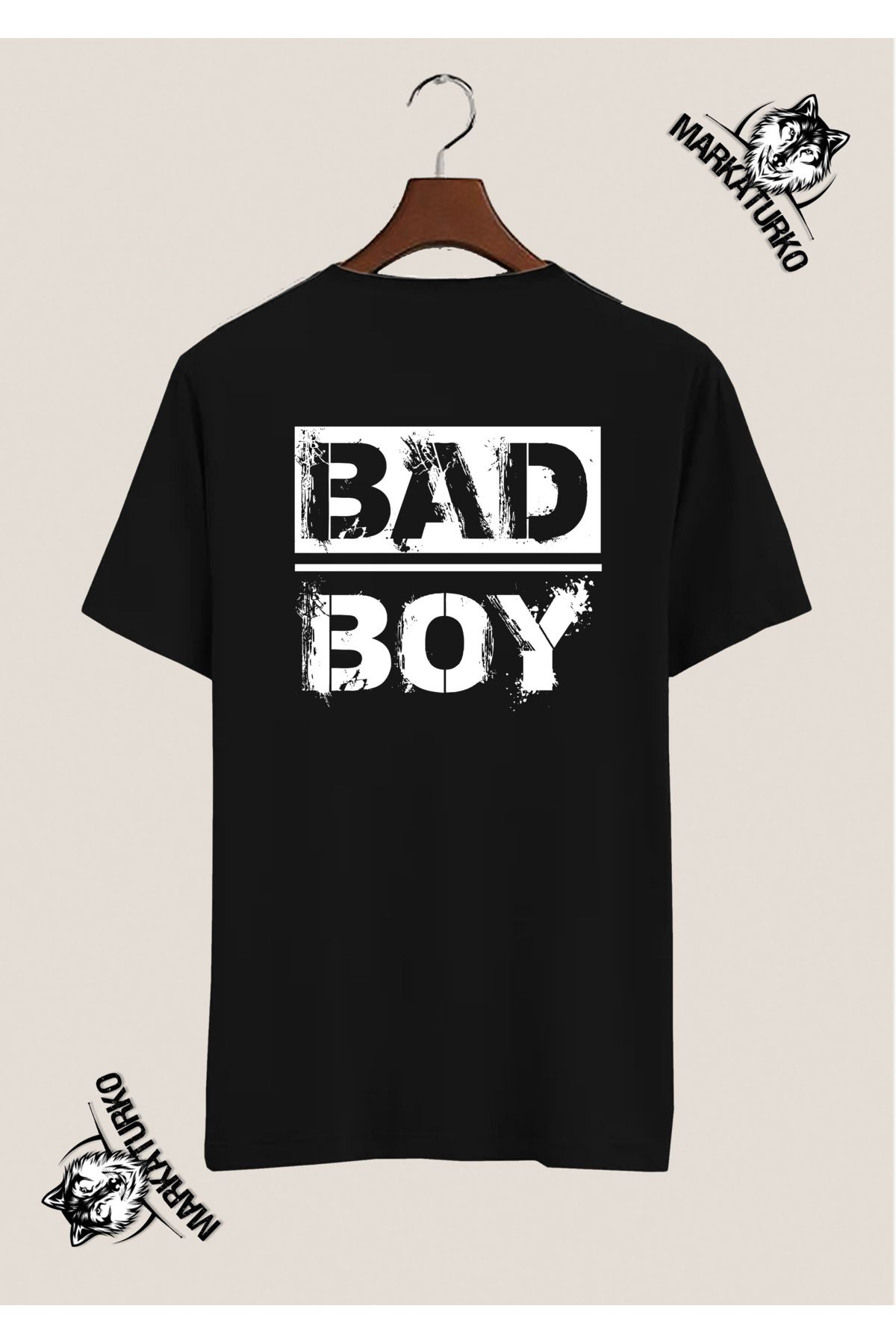 MarkaTurko BAD BOY ÖZEL TASARIM SIRT BASKILI SİYAH TSHİRT 69054-6