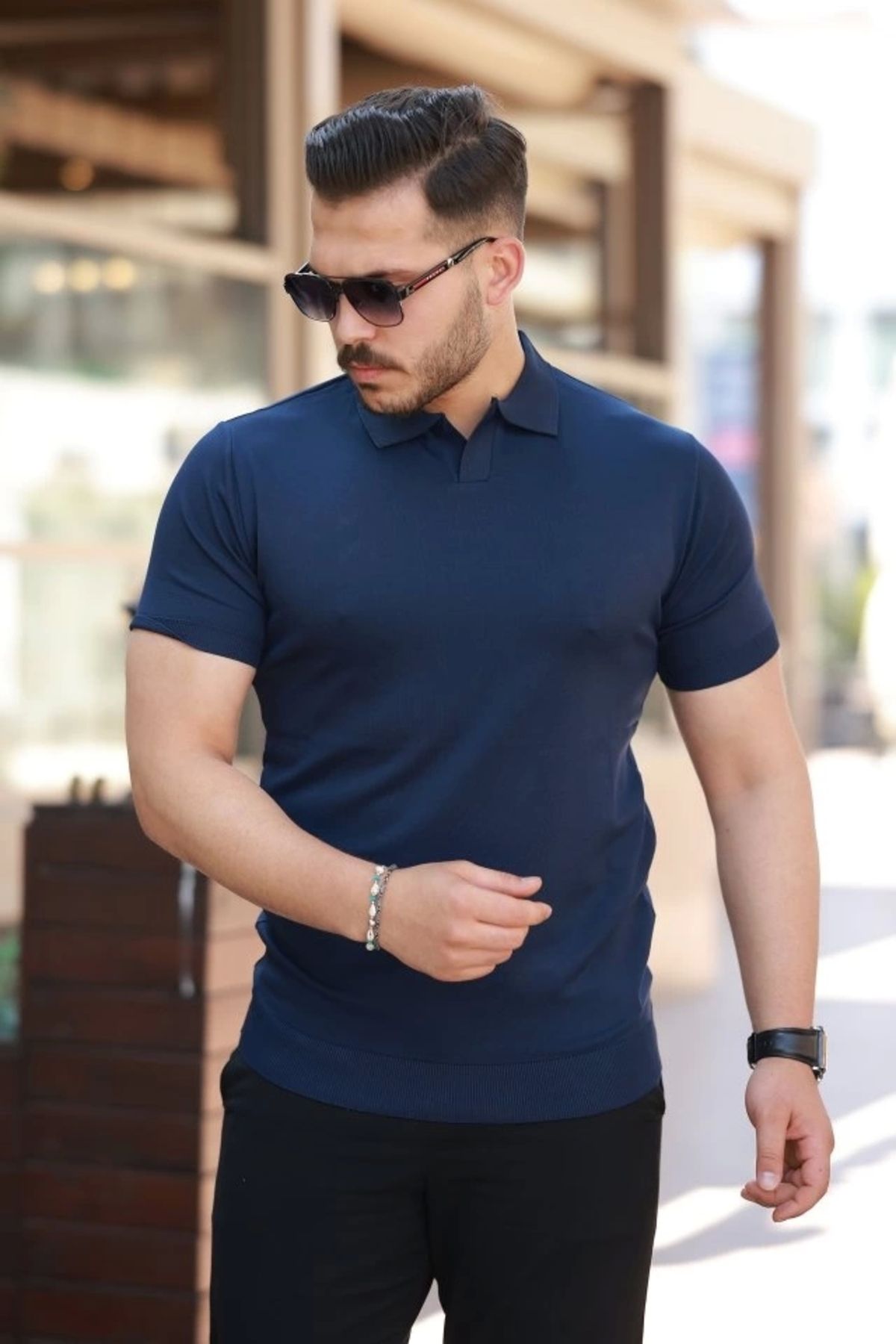 Butik Erkek Hemşire Yaka Kısa Kollu Tişört