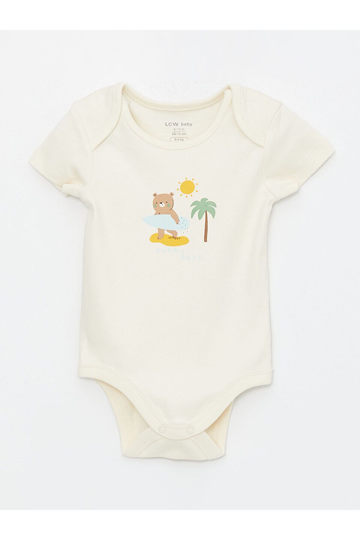 LC Waikiki Bisiklet Yaka Kısa Kollu Erkek Bebek Çıtçıtlı Bodysuit