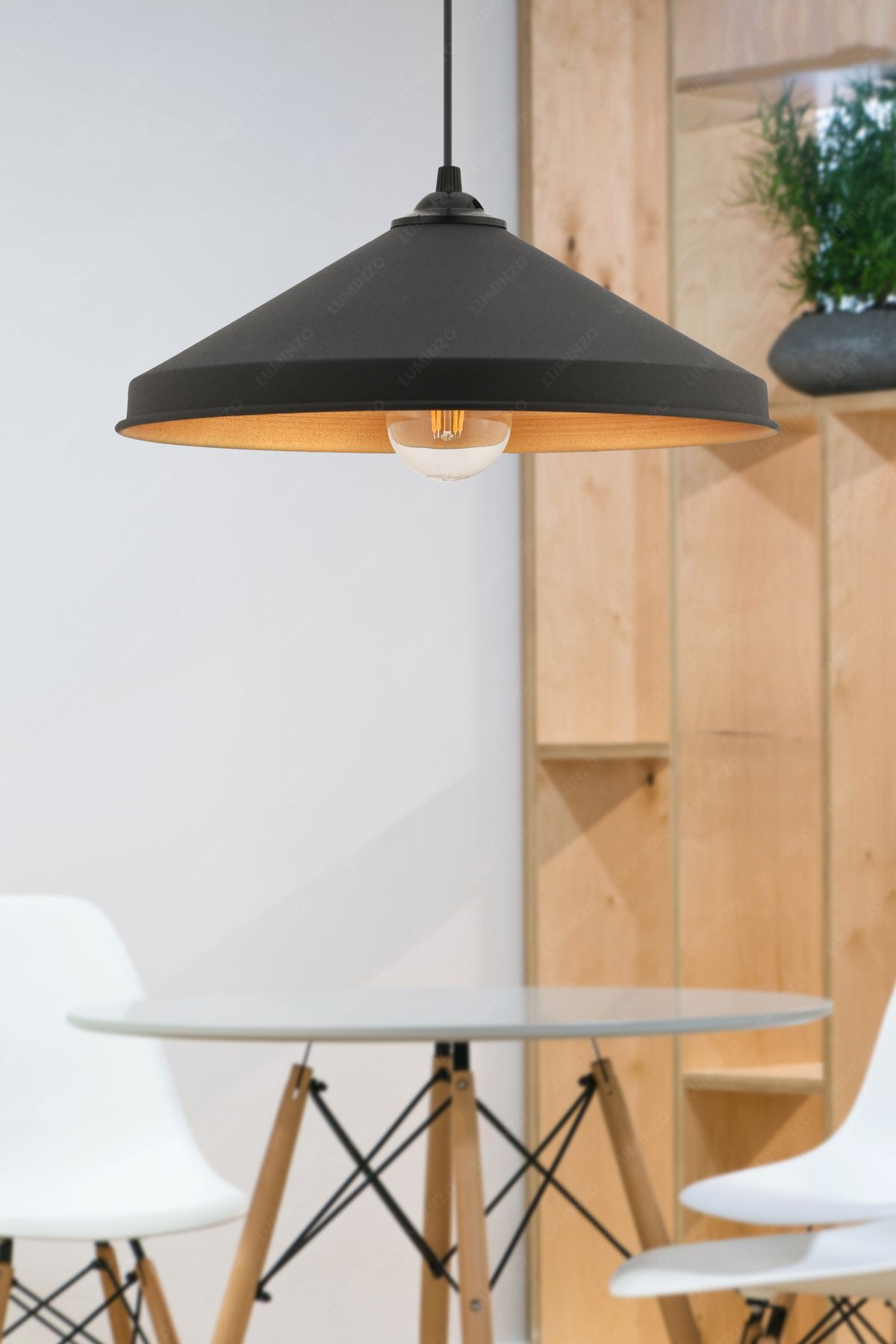 LUMINZO Arya 30 cm Siyah Modern Avize Sarkıt Salon Mutfak Kuaför Cafe Lamba Dekoratif Aydınlatma