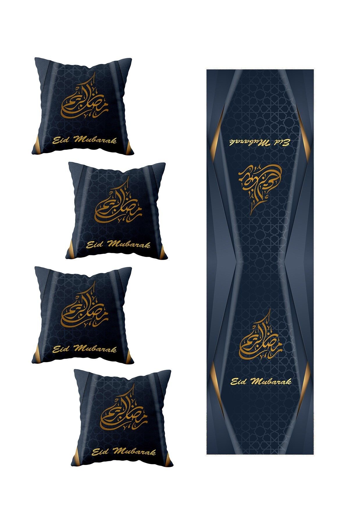 teknotrust Şık ve dekoratif 4'lü kırlent kılıfı ve runner seti, Ramazan ve salon için.