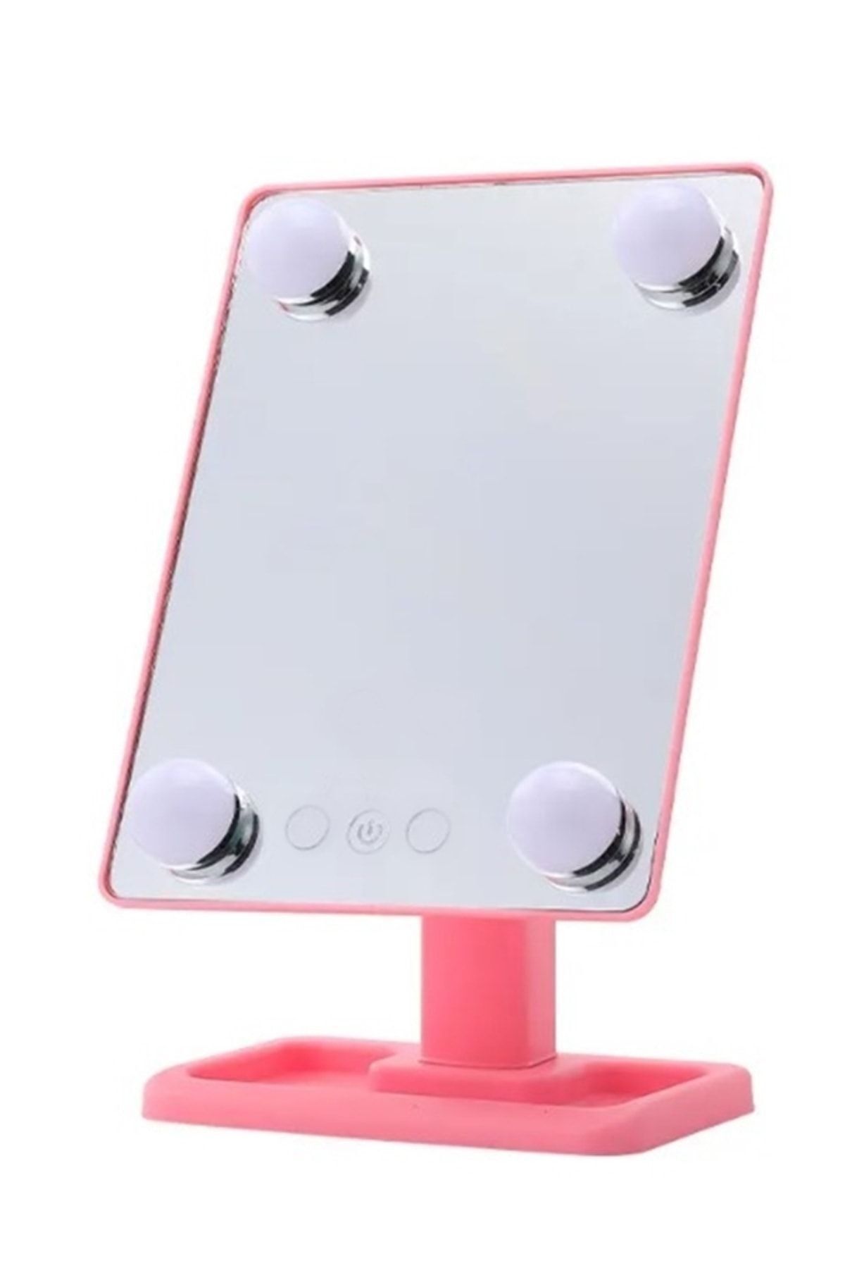 Elioure Dokunmatik Led Işıklı USB ve Pilli Masaüstü Makyaj Aynası, 4 Ledli Siyah