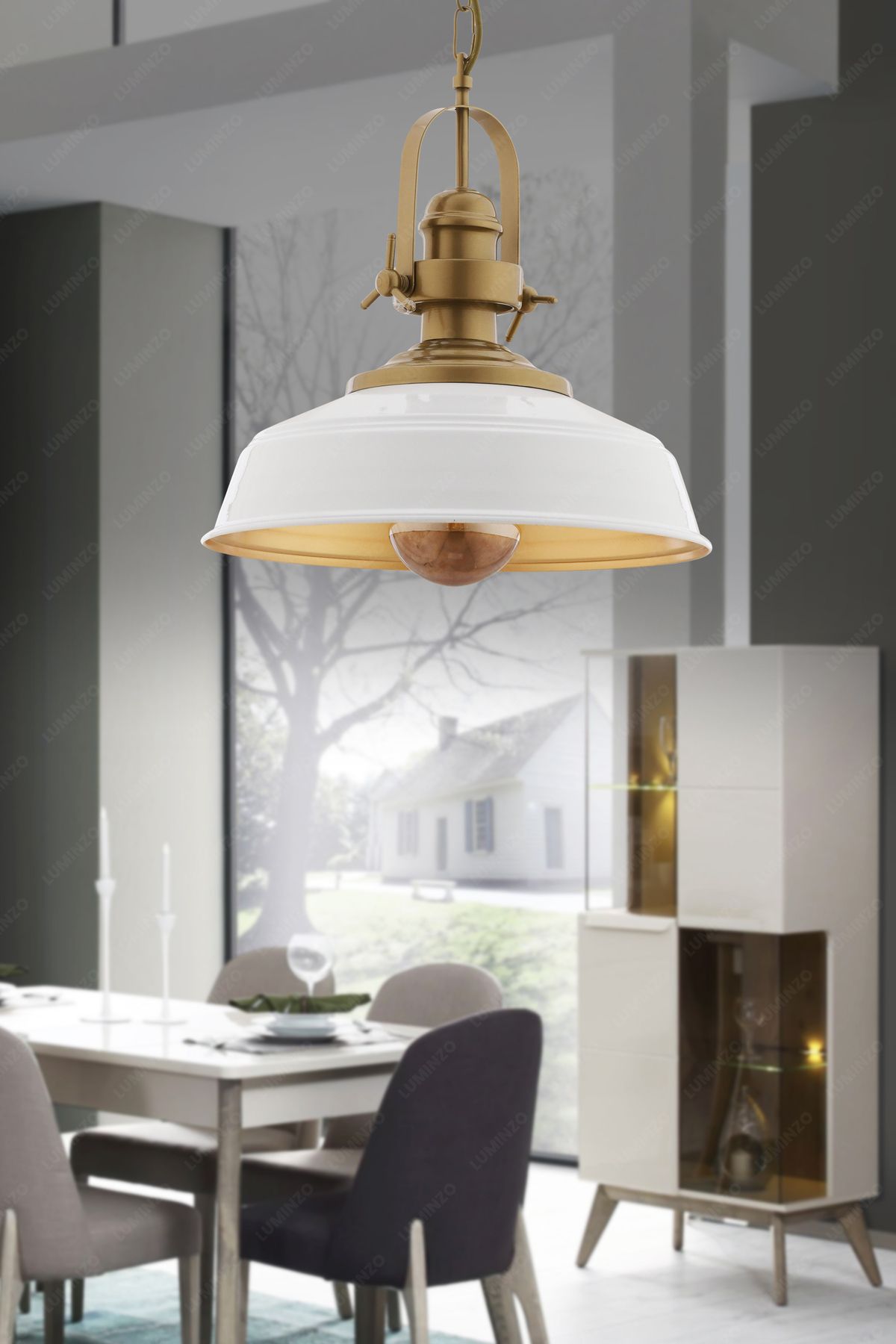 LUMINZO Sola 30 cm Beyaz Modern Avize Sarkıt Salon Mutfak Kuaför Cafe Lamba Dekoratif Aydınlatma