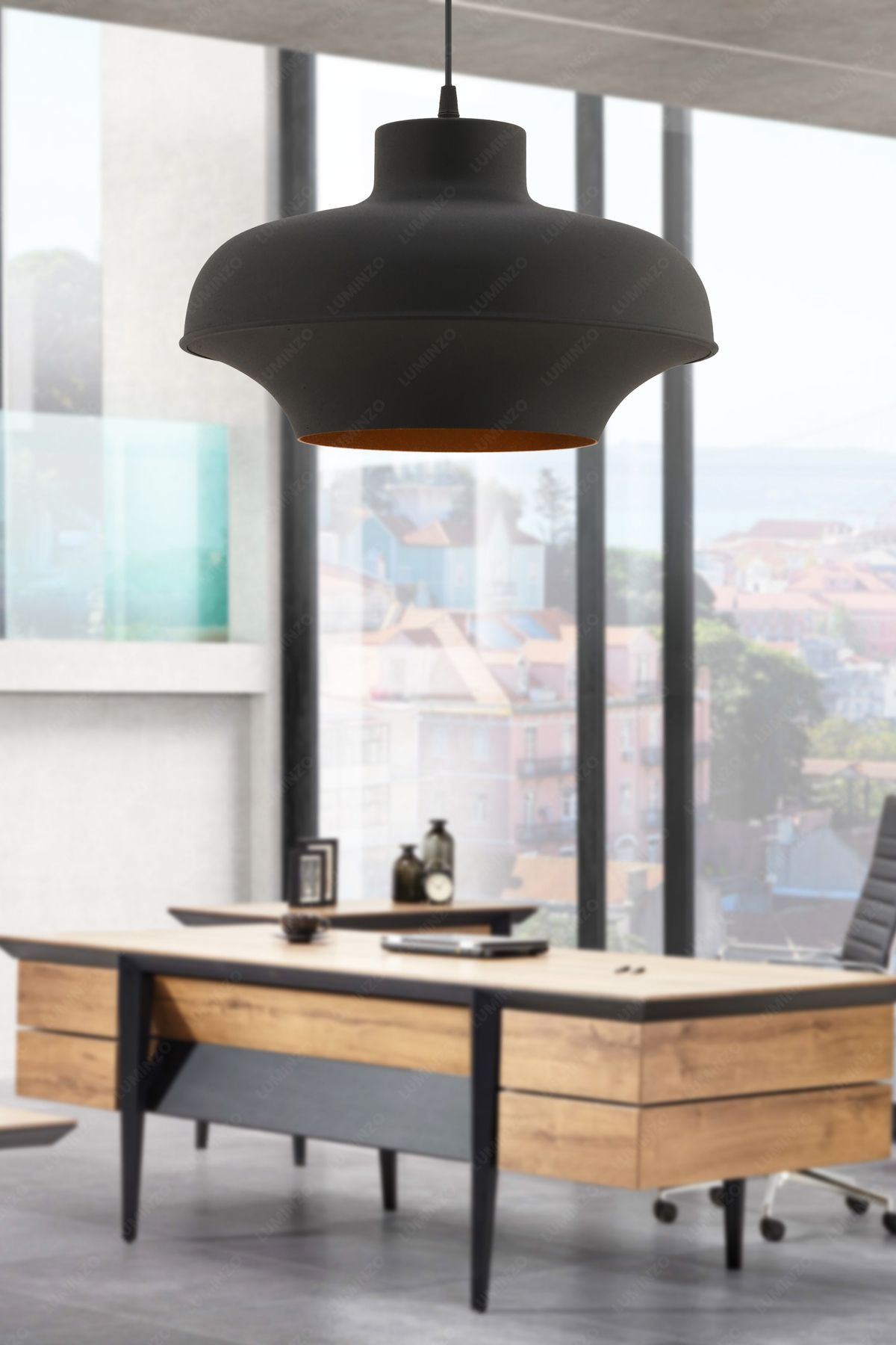LUMINZO Oria 30 cm Siyah Modern Avize Sarkıt Salon Mutfak Kuaför Cafe Lamba Dekoratif Aydınlatma
