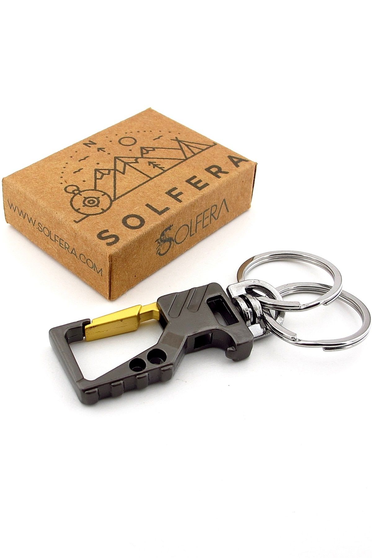 Solfera Outdoor Kanca Hook Kapak Açacaklı Antrasit Metal Anahtarlık KC352