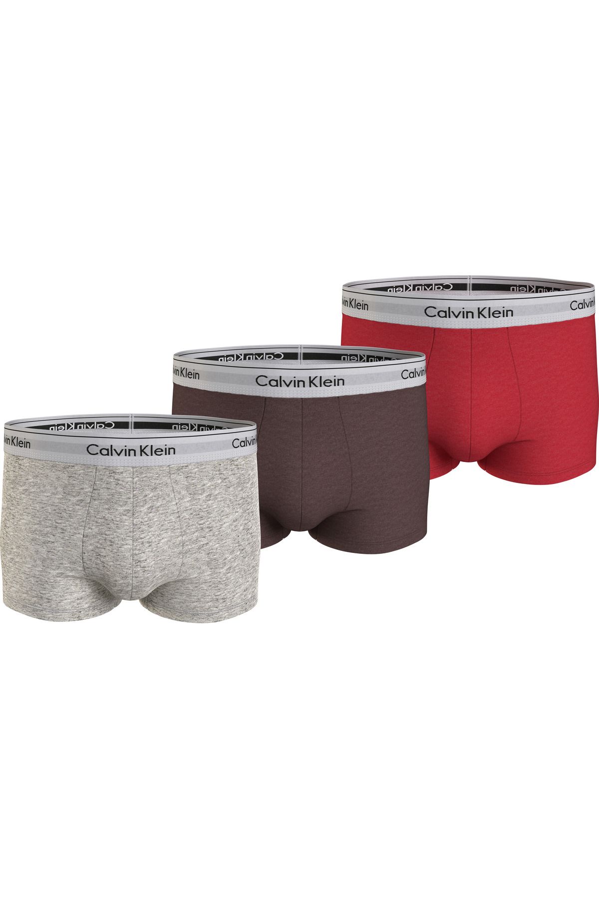Calvin Klein TRUNK 3PK Erkek Gri-Kahverengi-Kırmızı 3'lü Boxer Set