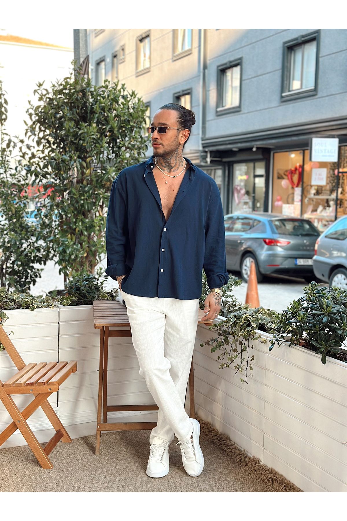 manch collection Oversize Krinkıl Keten Gömlek laci