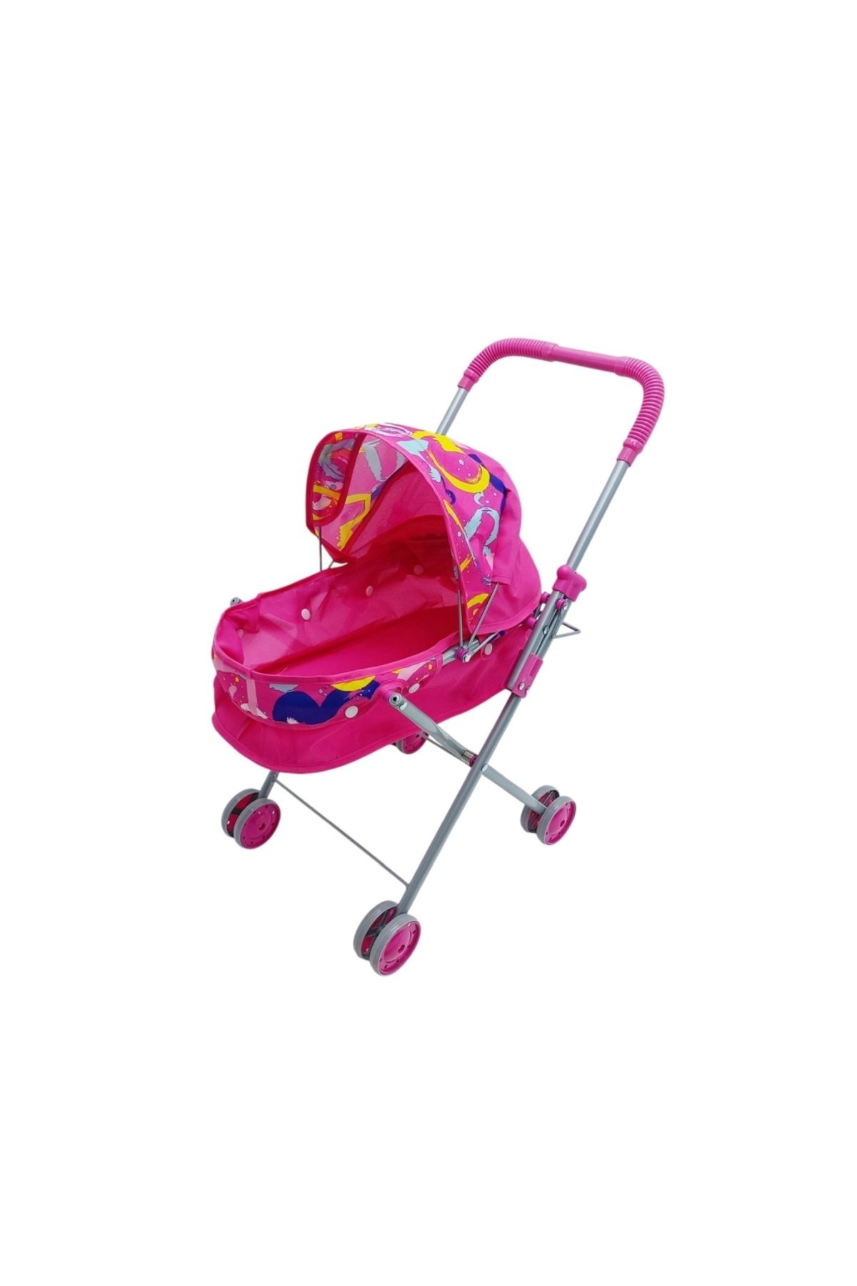 BYCEGU 99796 KATLANABİLİR PEMBE RENK METAL GÖVDELİ OYUNCAK BEŞİK ARABASI OYUNCAK PUSET