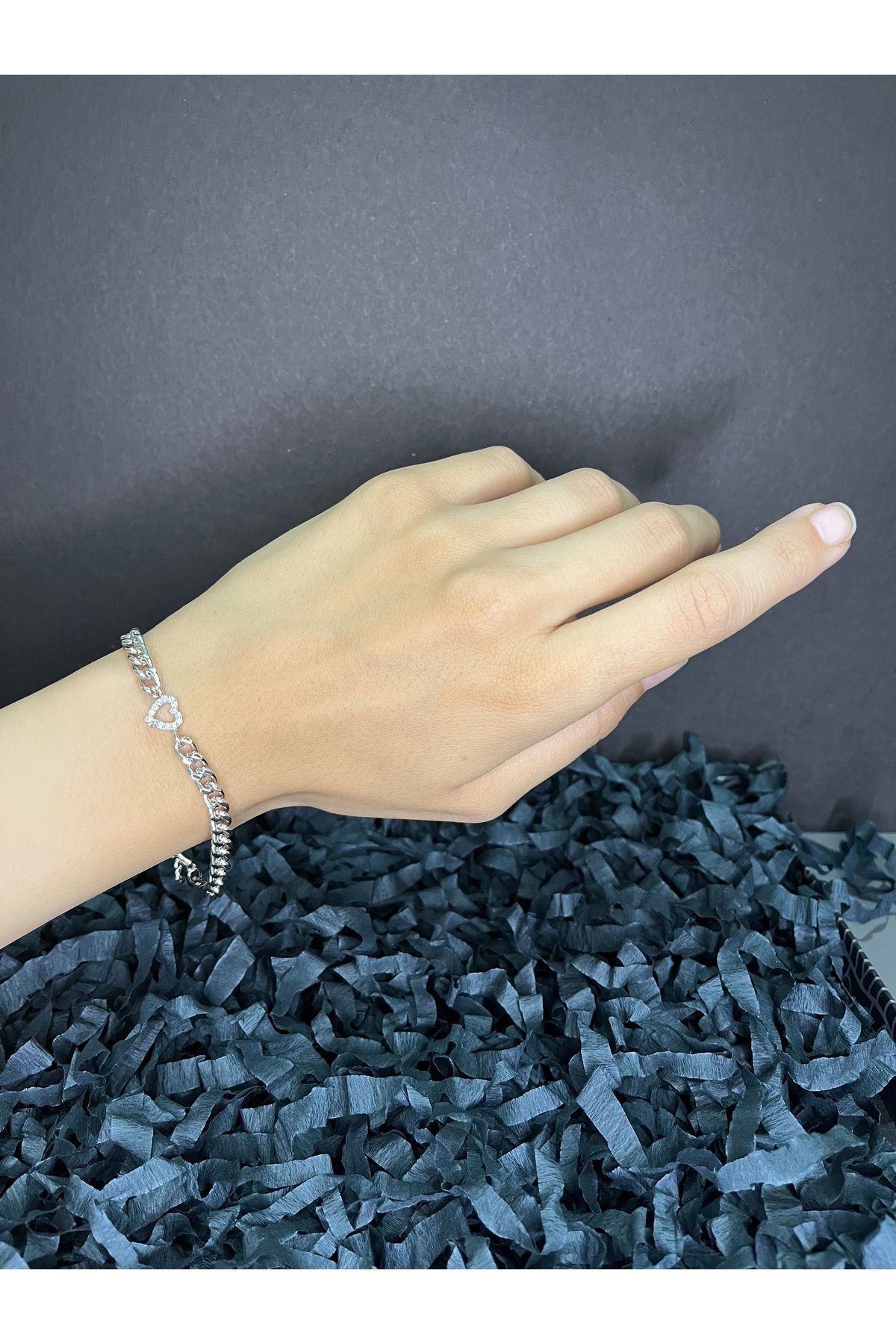 Butik Çelik Silver Kalp Kelepçe