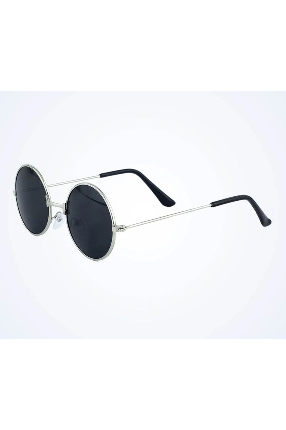 shopwave Yuvarlak Cam John Lennon Tarzı Gümüş Çerçeveli Siyah Gözlük (5047)
