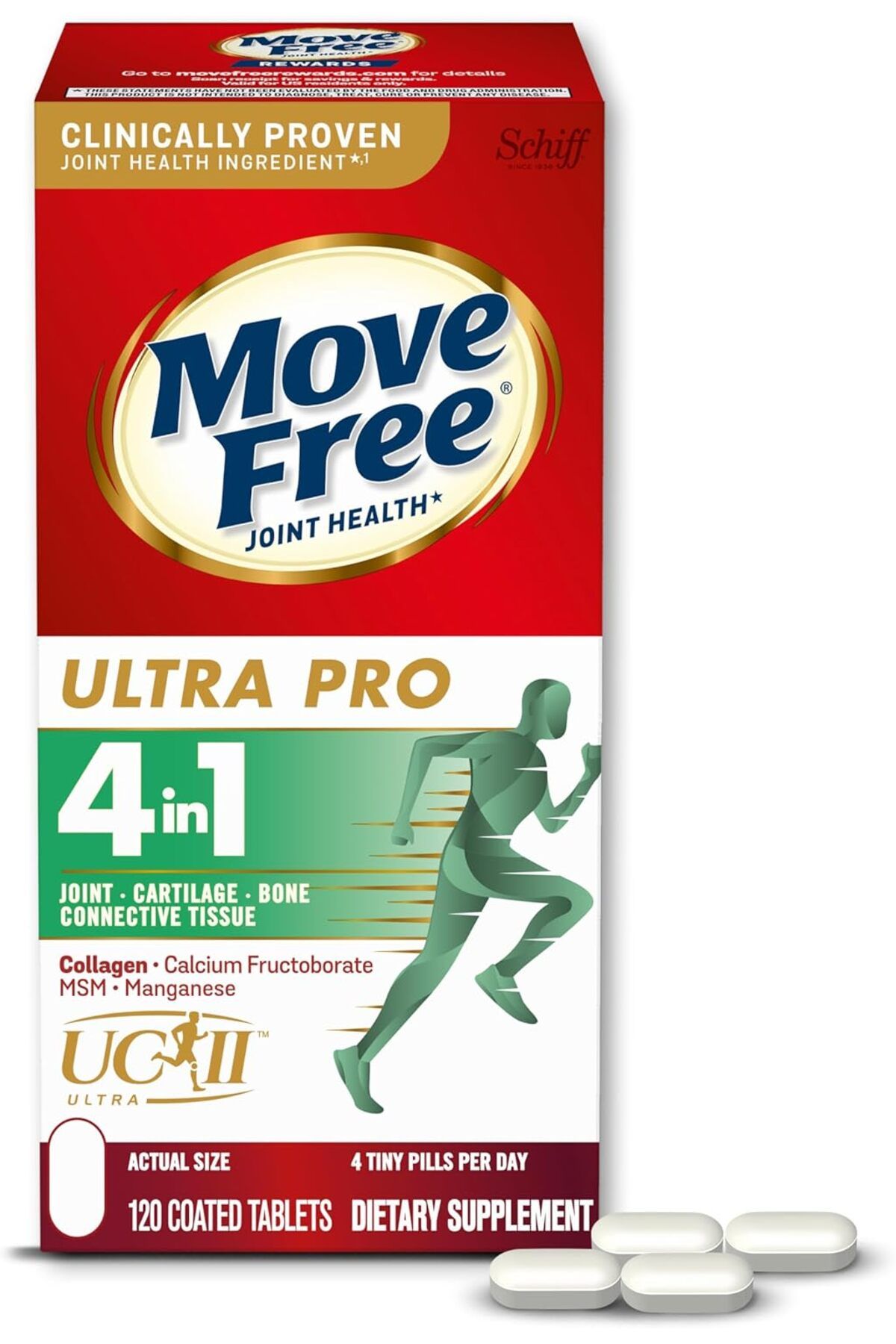 move free Ultra Pro 4‑in‑1 120 Tablet – Type II Kolajen, MSM, Mineral Kompleks