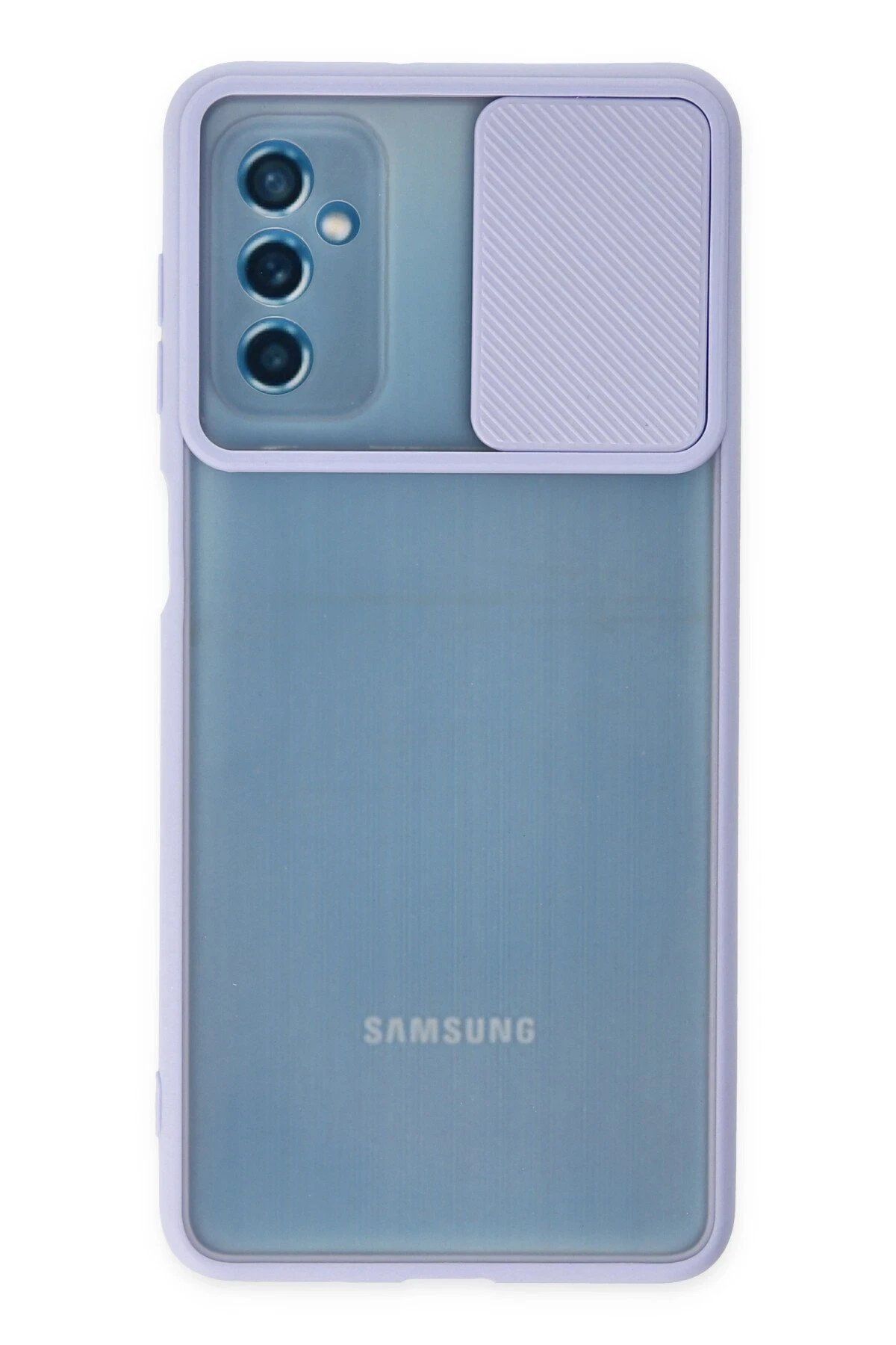 CepteToptan Newface Samsung Galaxy M52 5G Kılıf Palm Buzlu Kamera Sürgülü Silikon - Lila