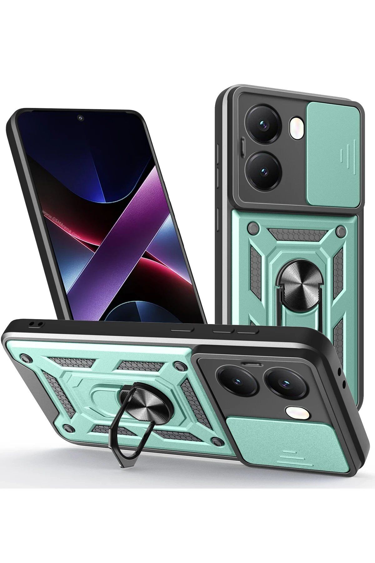 CepteToptan Newface Xiaomi Poco X7 Pro Kılıf Pars Lens Yüzüklü Silikon - Yeşil
