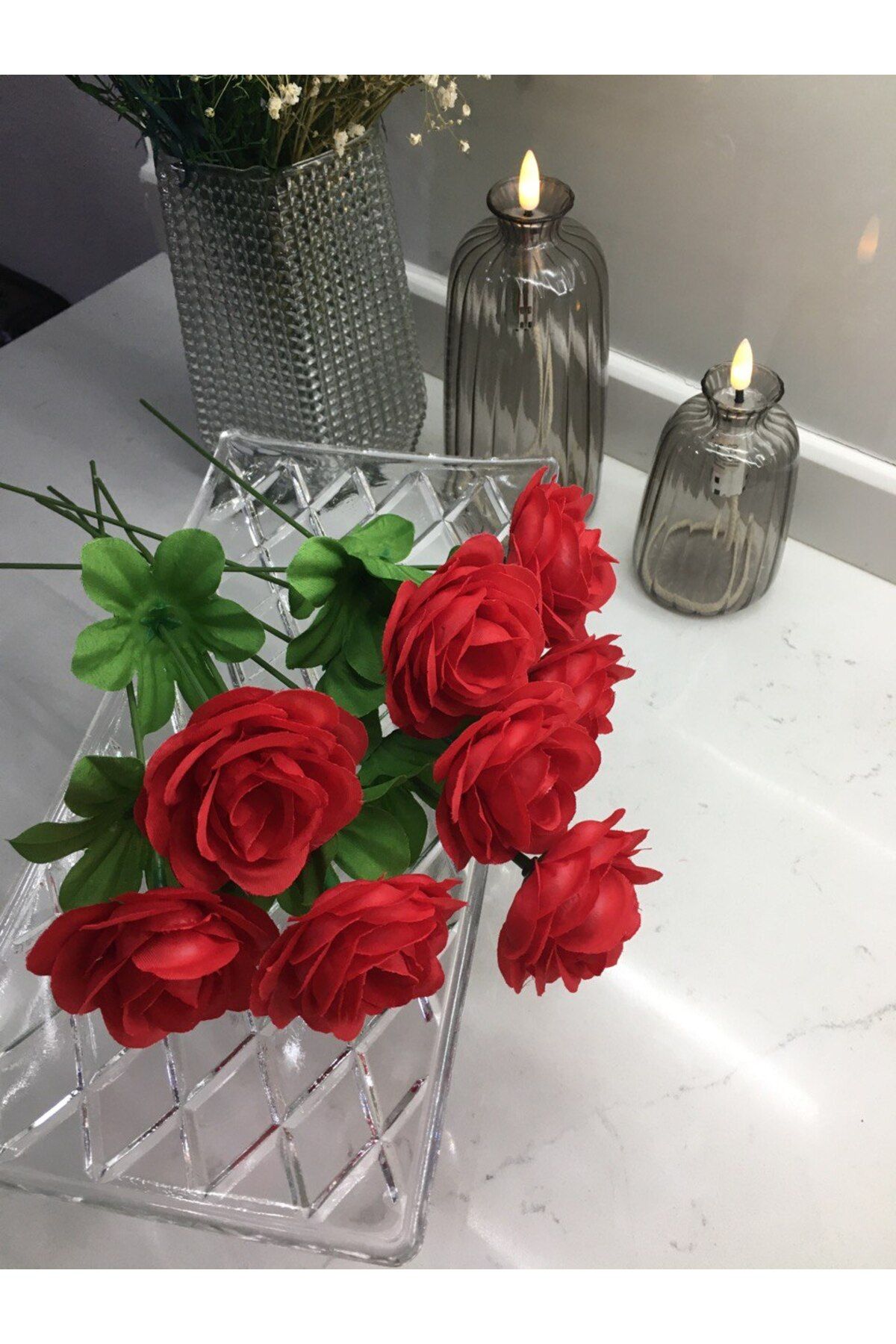 çiçek mariya Yapay Çiçek 7 Adet Ve 1 Adet Hediye Dal Çiçeği Gül # Şakayık # Krizantem #karanfıl -kasımpatı-