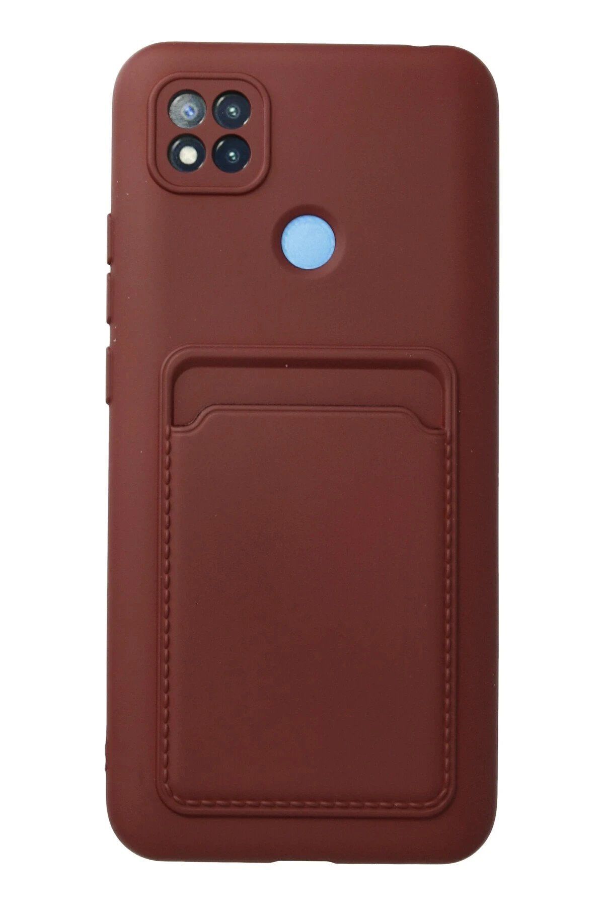 CepteToptan Newface Xiaomi Redmi 9C Kılıf Kelvin Kartvizitli Silikon - Bordo