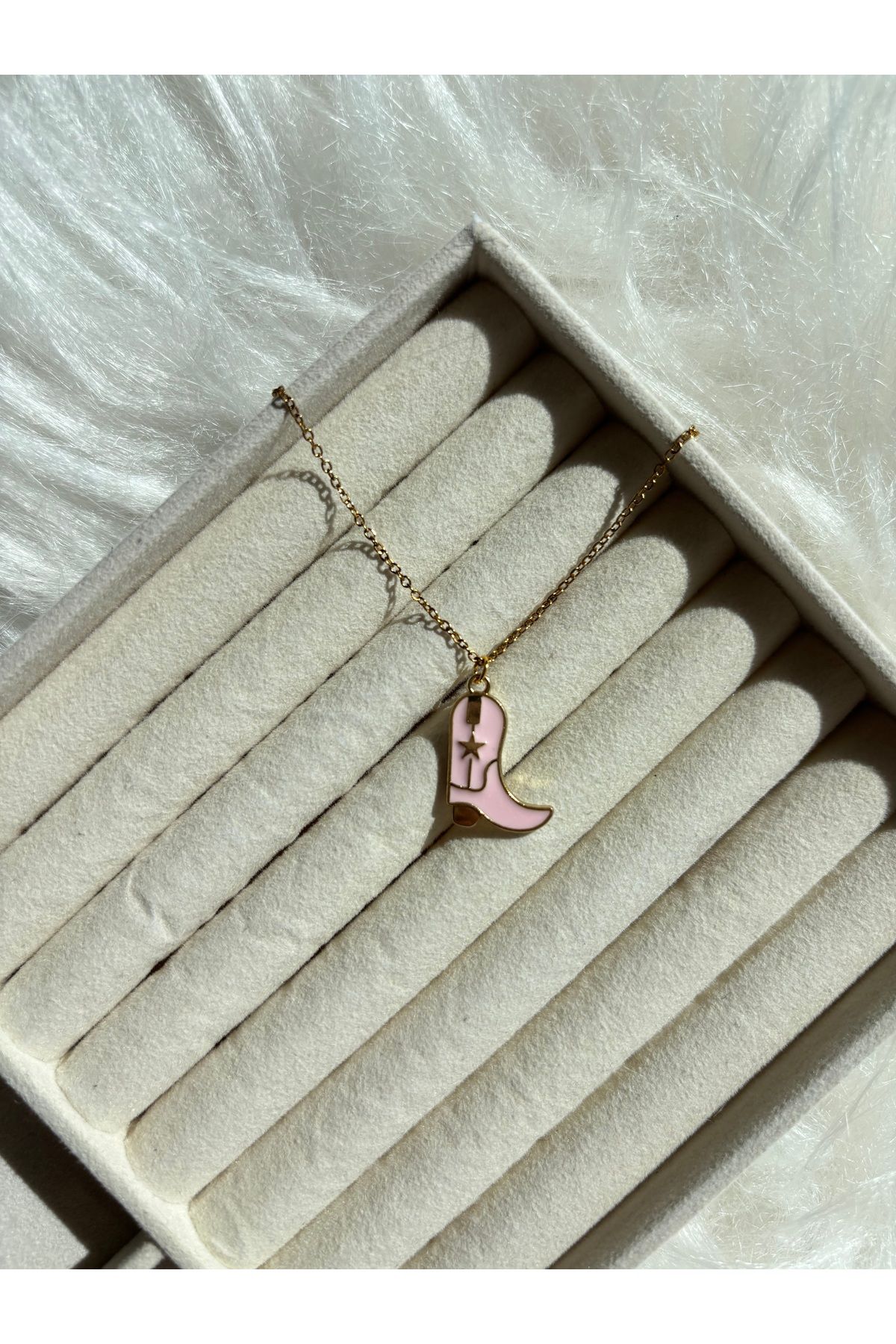 denars jewelry Kovboy Çizme Charm Çelik Zincirli Kolye