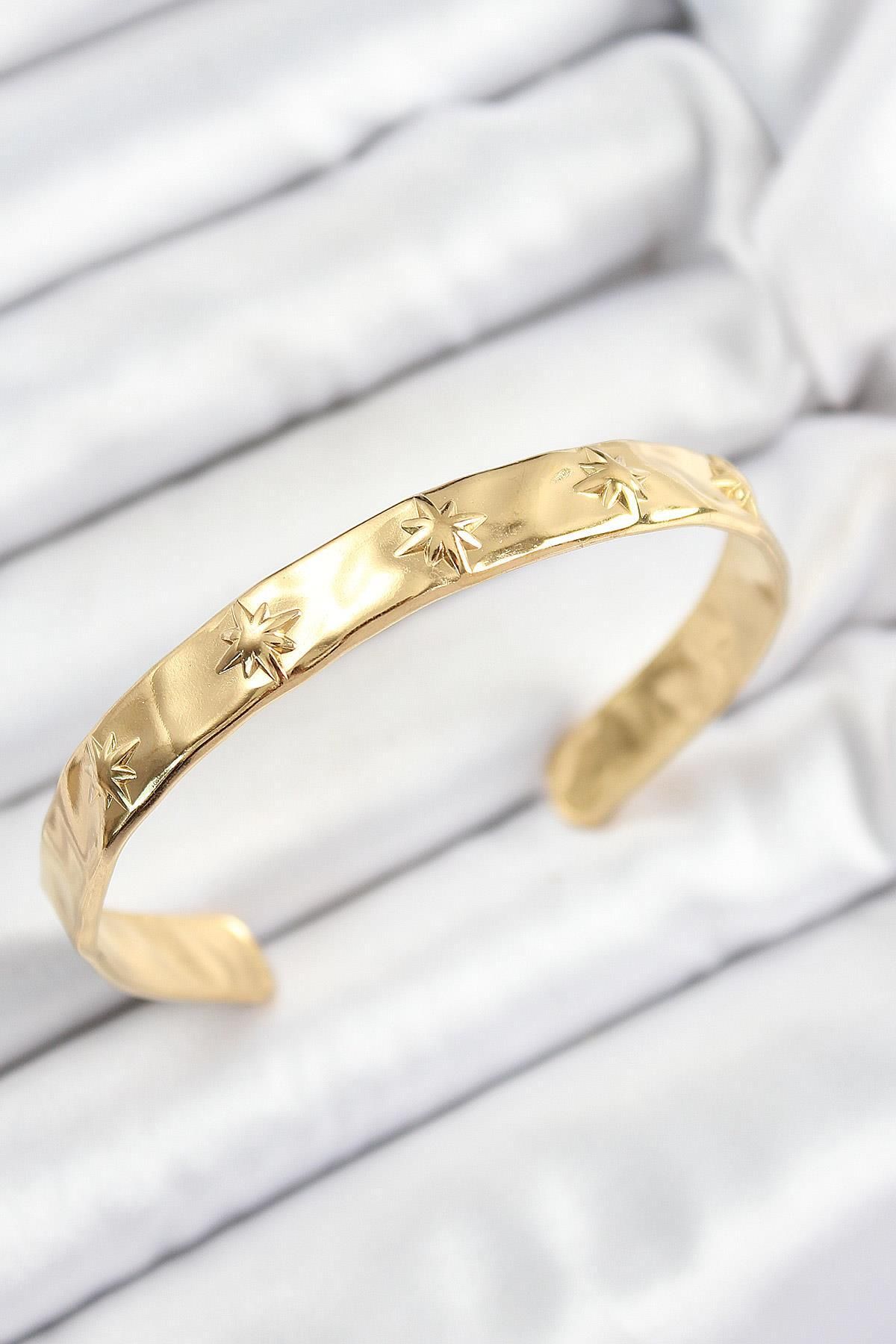 prativas Pirinç Kuzey Yıldızı Model Gold Renk Altı Açık Kadın Bileklik
